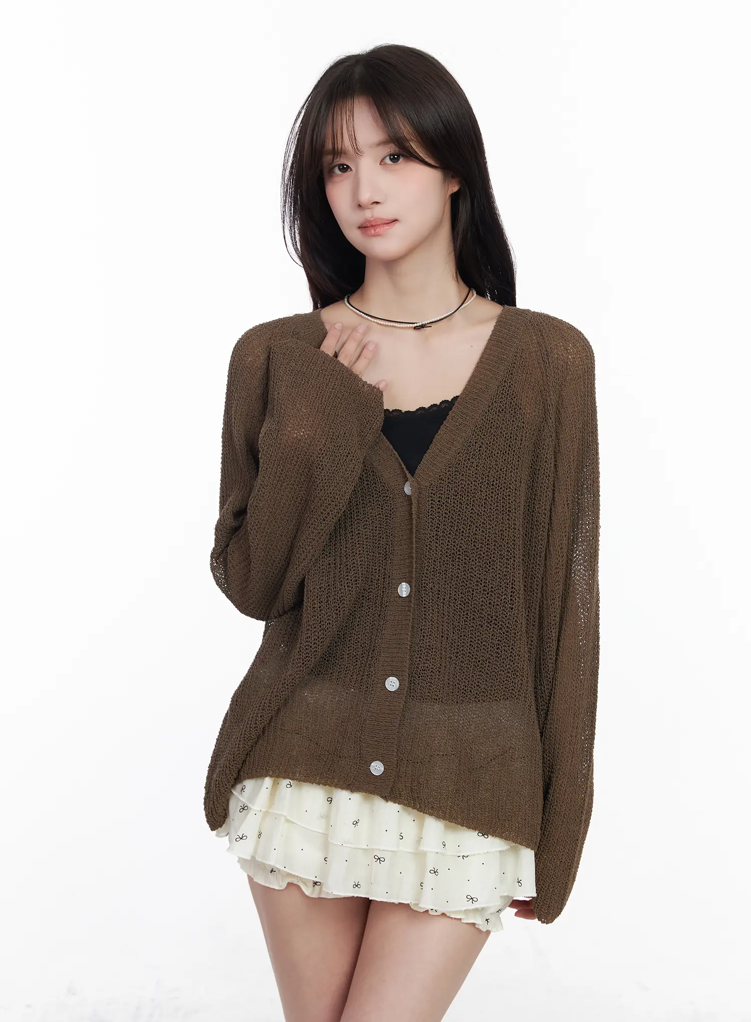 Sheer Linen Knit Cardigan CM531 - Image 7