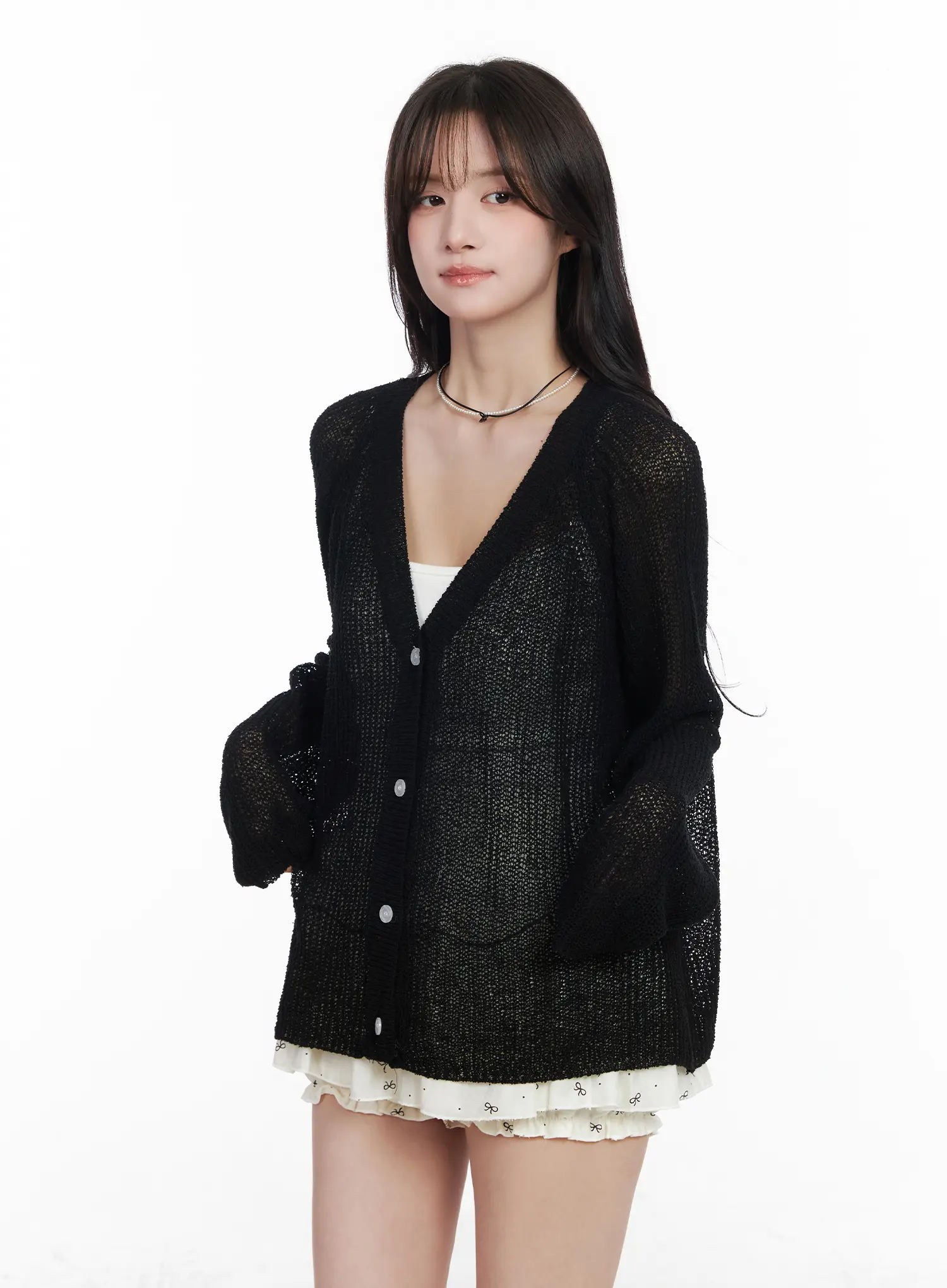 Sheer Linen Knit Cardigan CM531 - Image 8