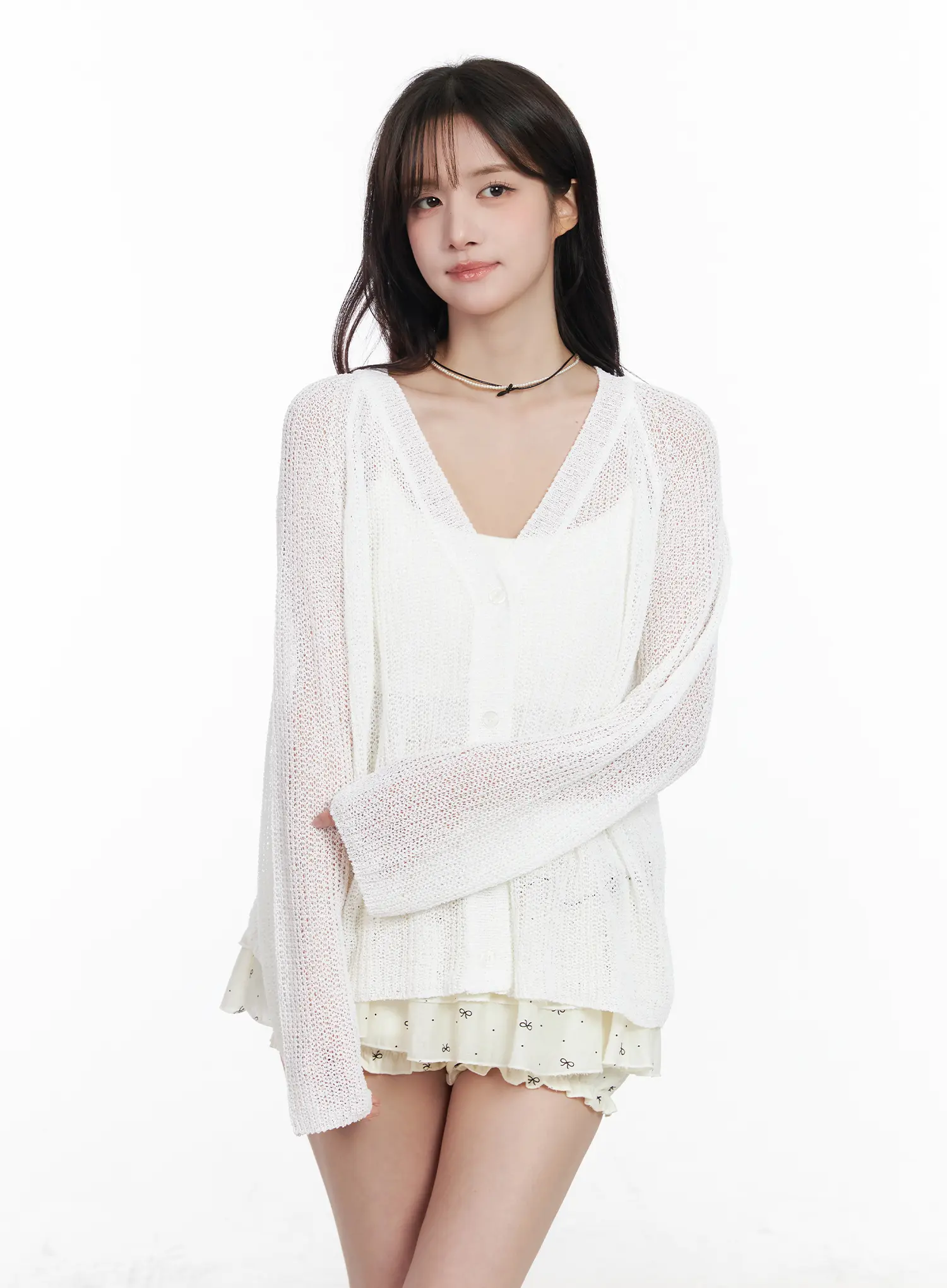 Sheer Linen Knit Cardigan CM531 - Image 9