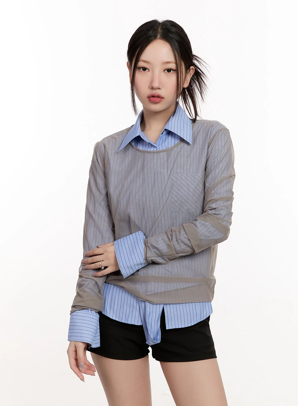 Sheer Long-Sleeve Layering Top CM510 - Image 13