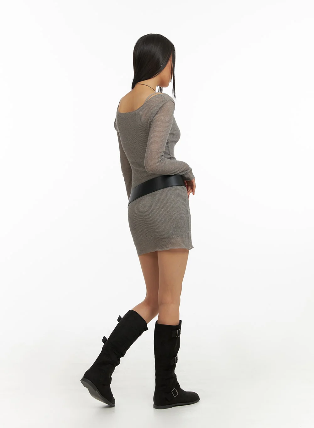 Sheer Long Sleeve Mini Dress IA417 - Image 8