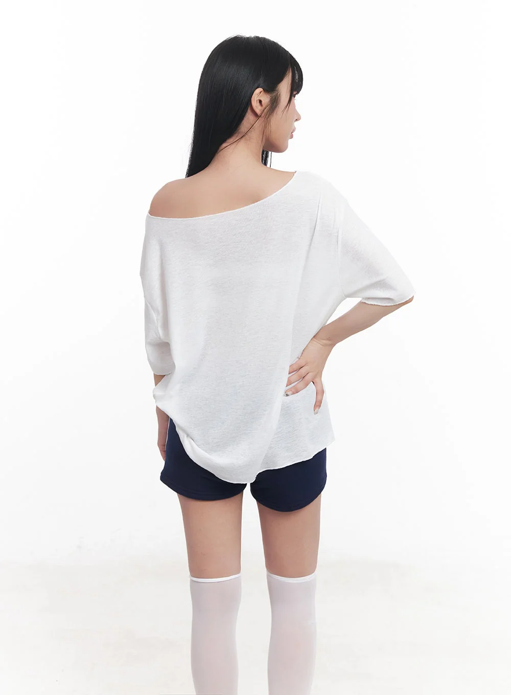 Sheer Loose-Fit Off-Shoulder Top CY527 - Image 7