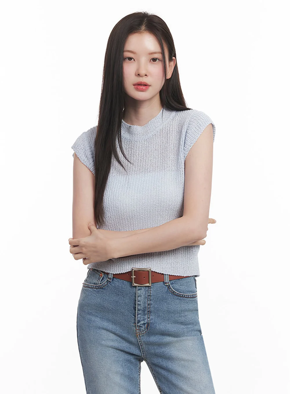 Sheer Mock-Neck Knit Top IY508 - Image 10