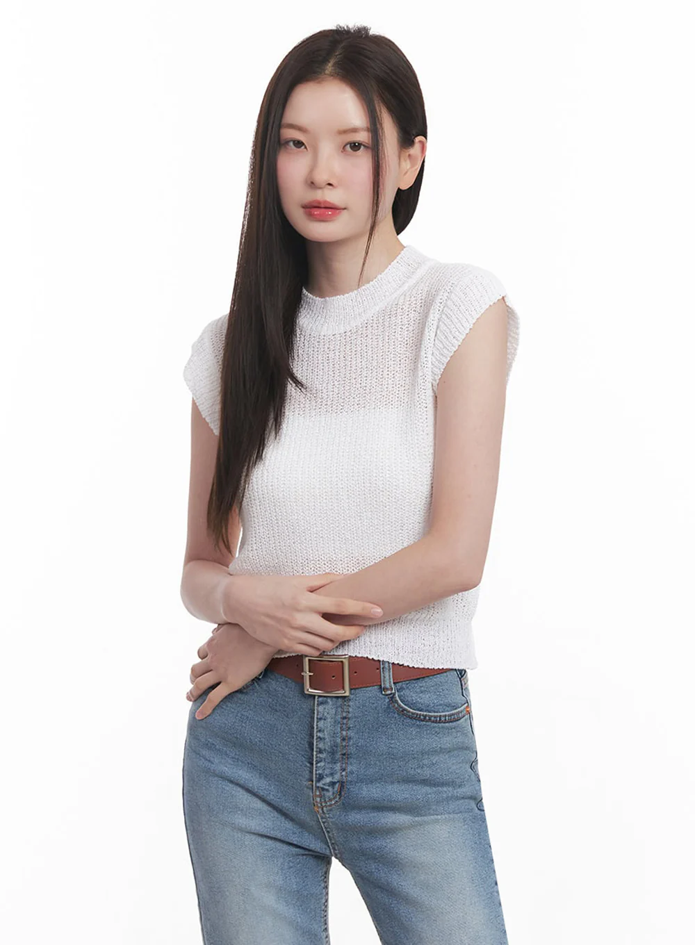 Sheer Mock-Neck Knit Top IY508 - Image 15
