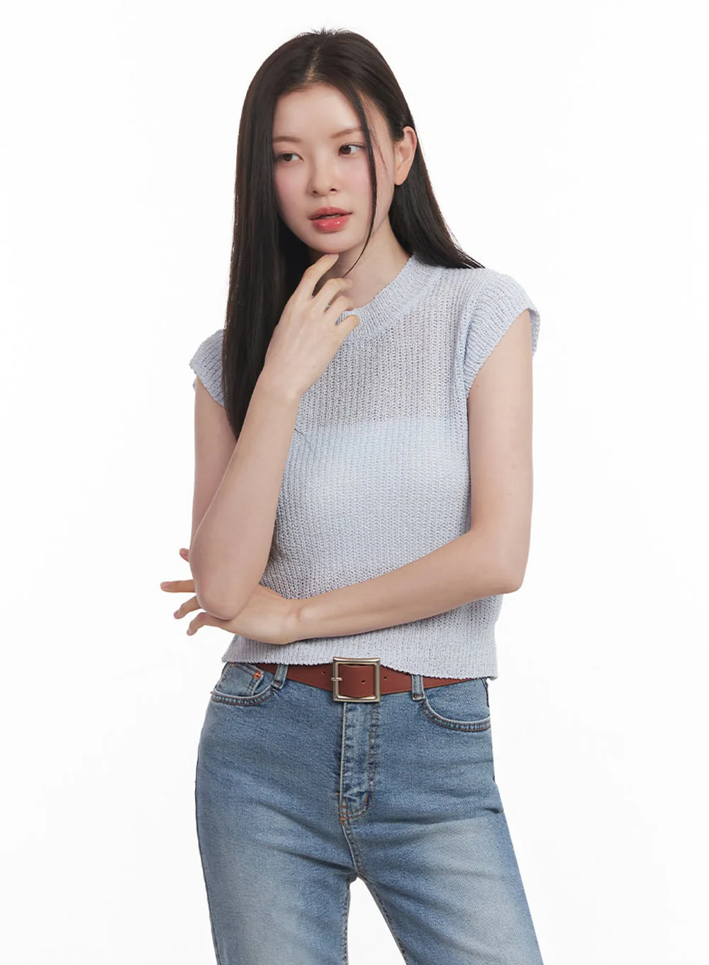 Sheer Mock-Neck Knit Top IY508 - Image 16