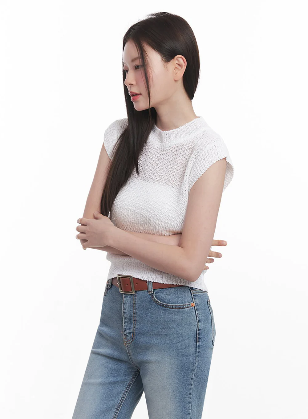 Sheer Mock-Neck Knit Top IY508 - Image 8