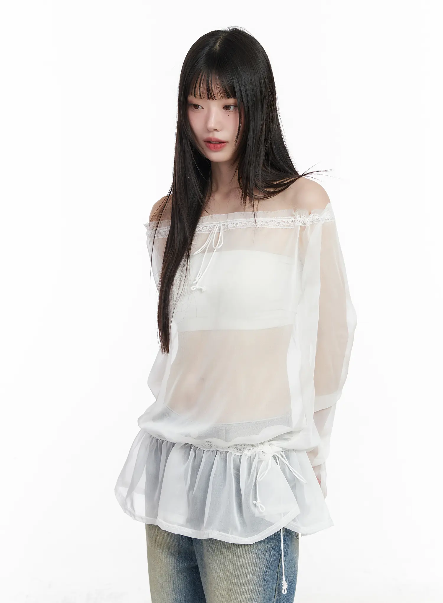 Sheer Off-Shoulder Blouse CM524 - Image 13