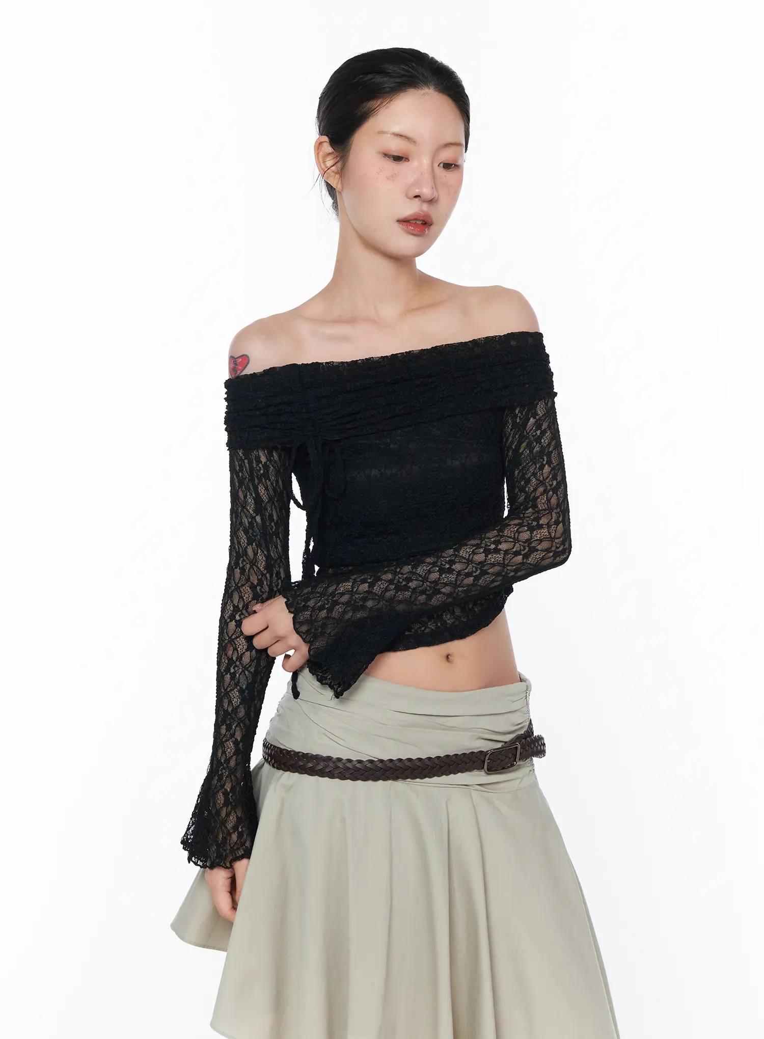 Sheer Off-Shoulder Lace Top CA524 - Image 11