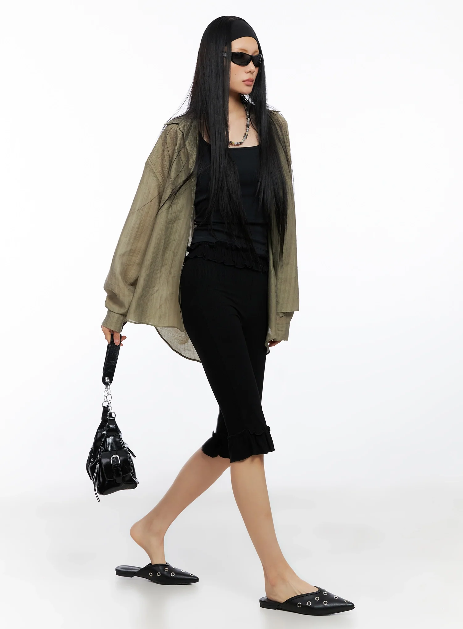 Sheer Oversized Long Sleeve Shirt IO516 - Image 15