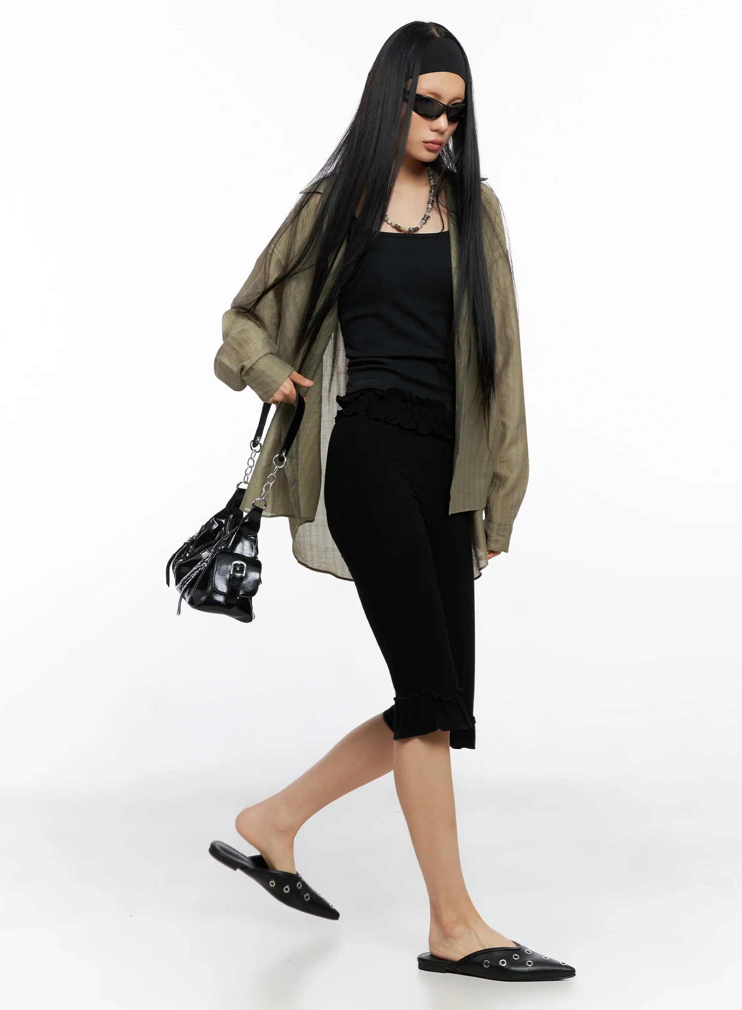 Sheer Oversized Long Sleeve Shirt IO516 - Image 3