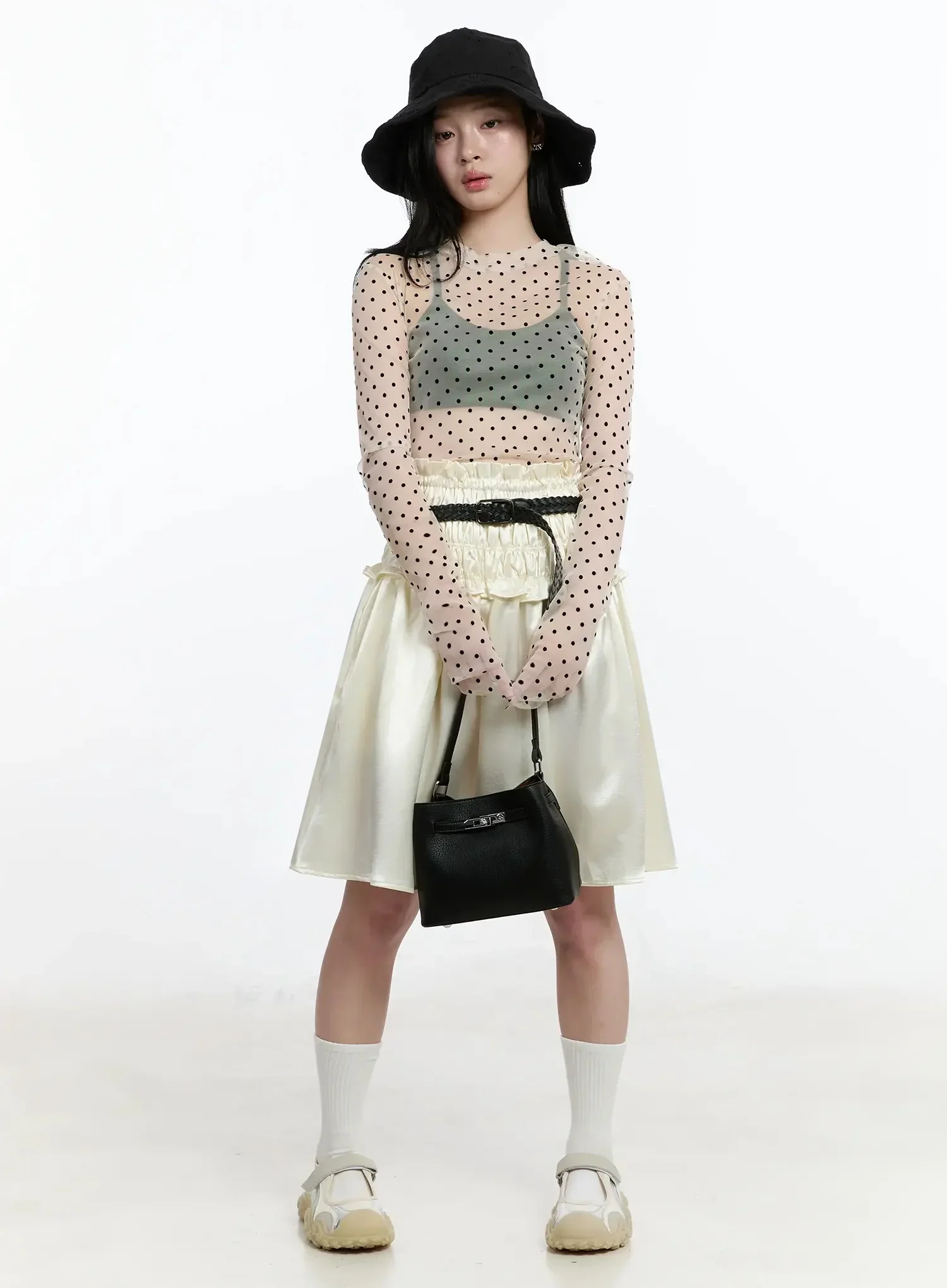 Sheer Polka Dot Long Sleeve Top IM519 - Image 5