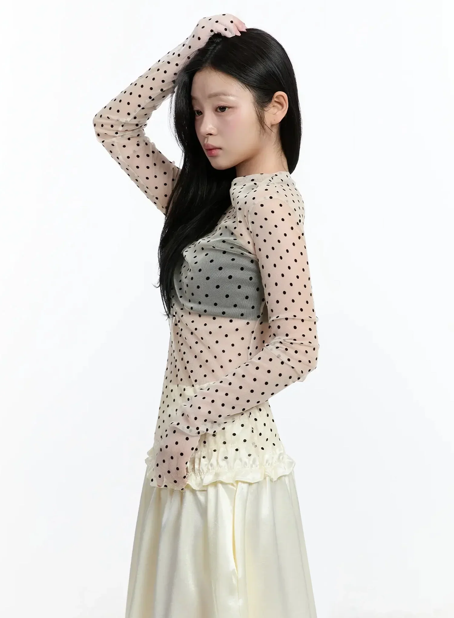 Sheer Polka Dot Long Sleeve Top IM519 - Image 9