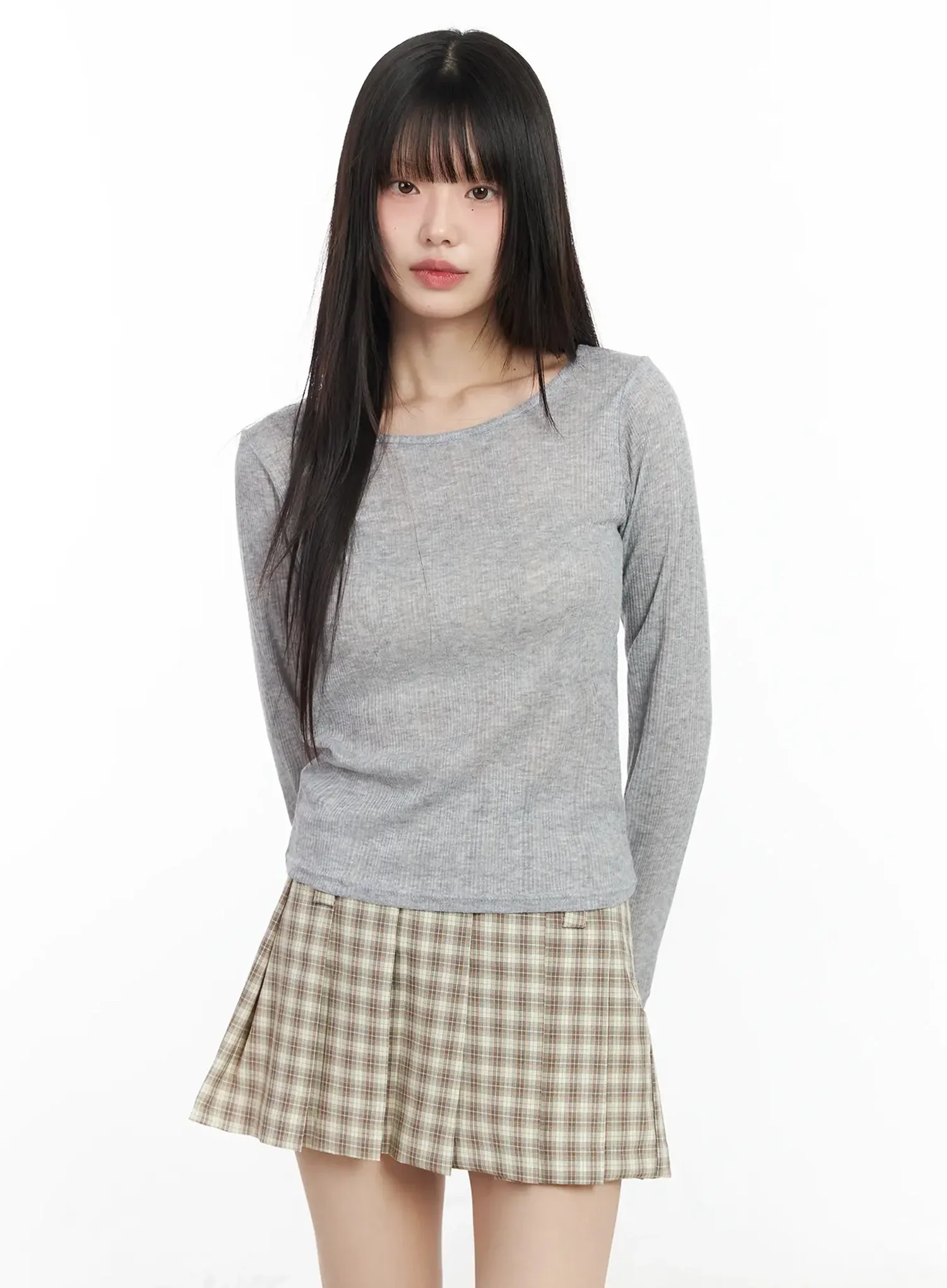 Sheer Ribbed Long Sleeve Top IM530 - Image 13