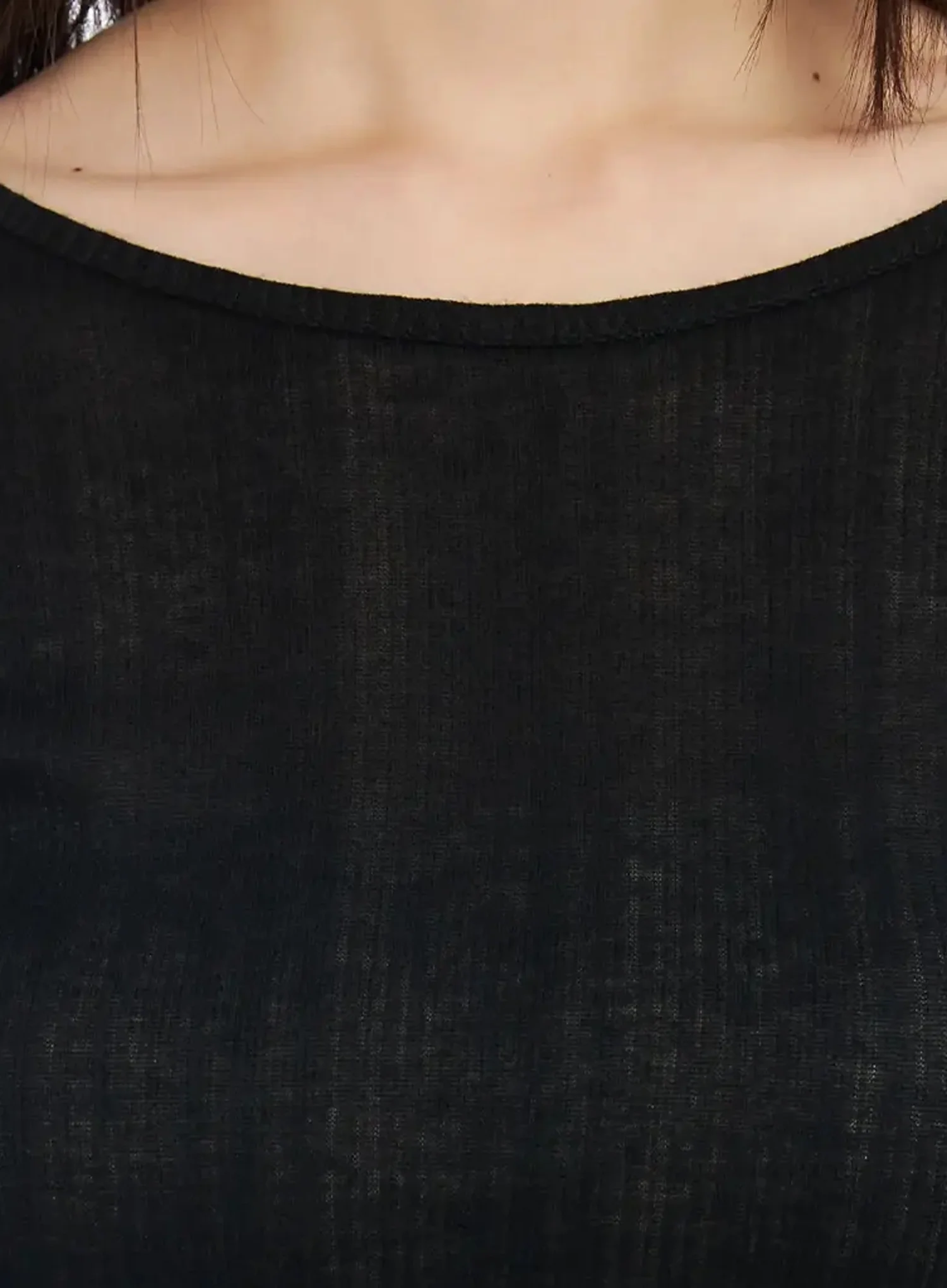 Sheer Ribbed Long Sleeve Top IM530 - Image 3