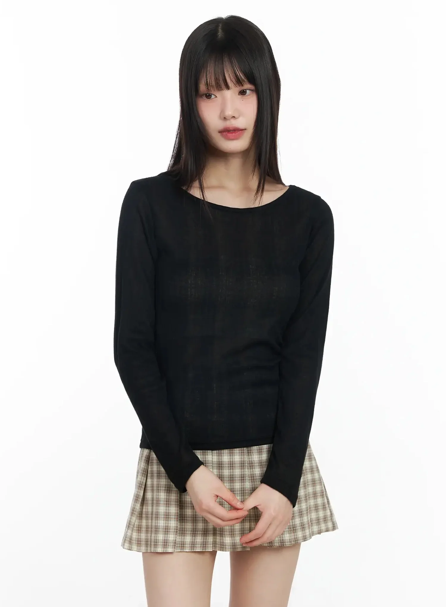 Sheer Ribbed Long Sleeve Top IM530 - Image 6