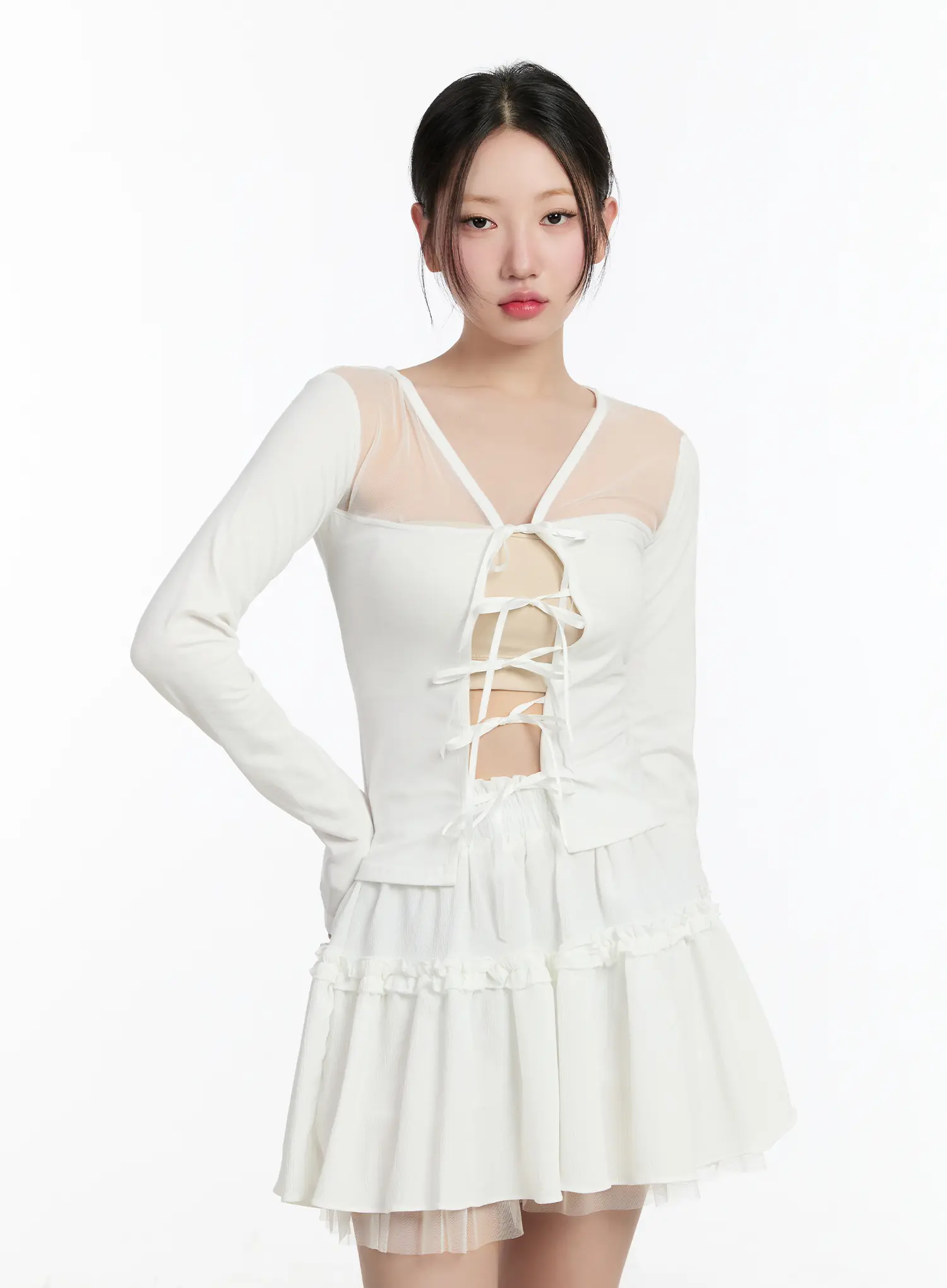 Sheer Ribbon Mesh Cardigan CM511 - Image 11