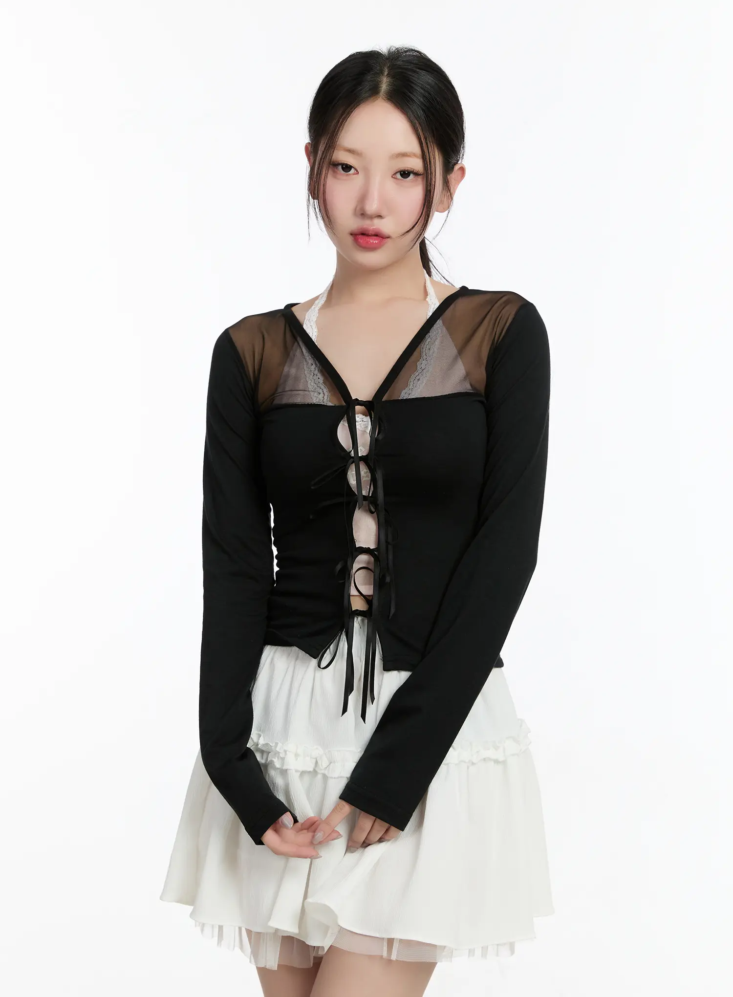 Sheer Ribbon Mesh Cardigan CM511 - Image 12