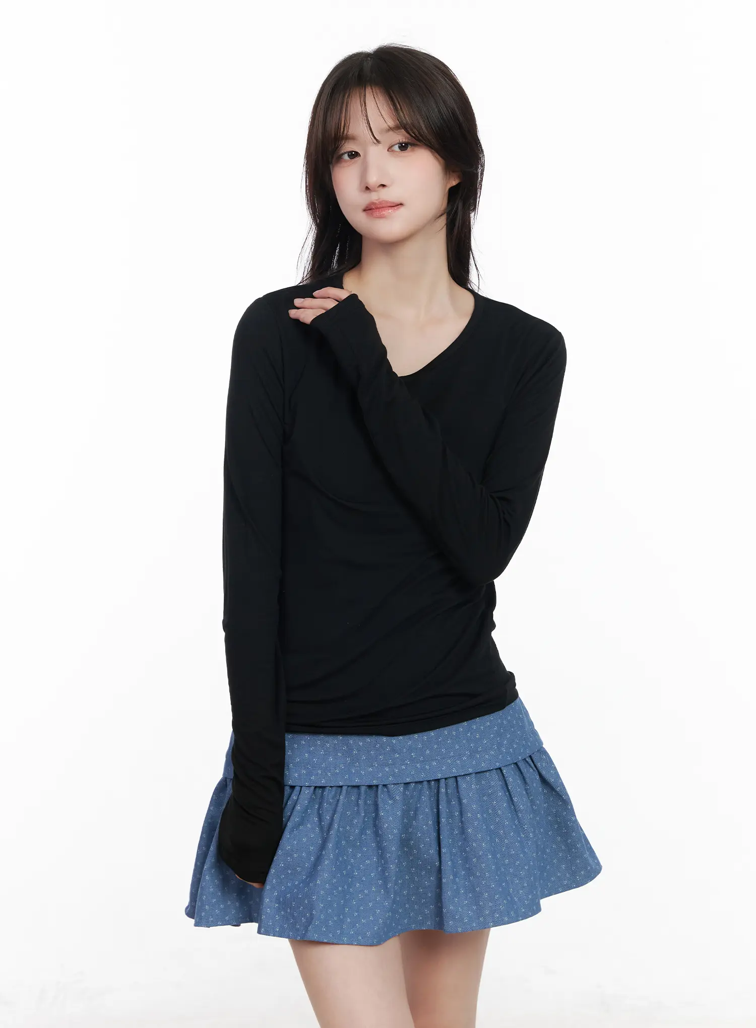Sheer Round Neck Long Sleeve Top CM527 - Image 10