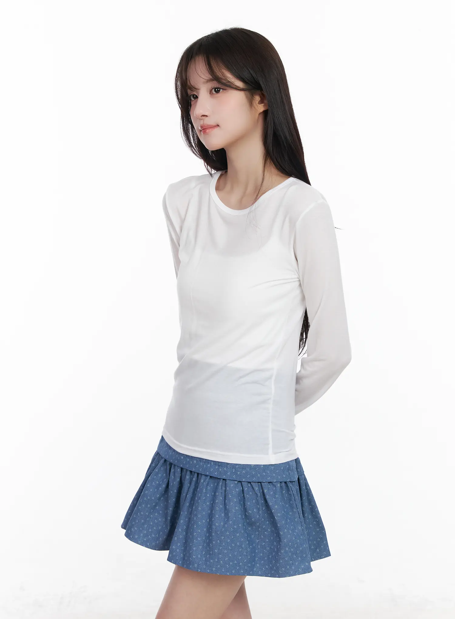 Sheer Round Neck Long Sleeve Top CM527 - Image 6