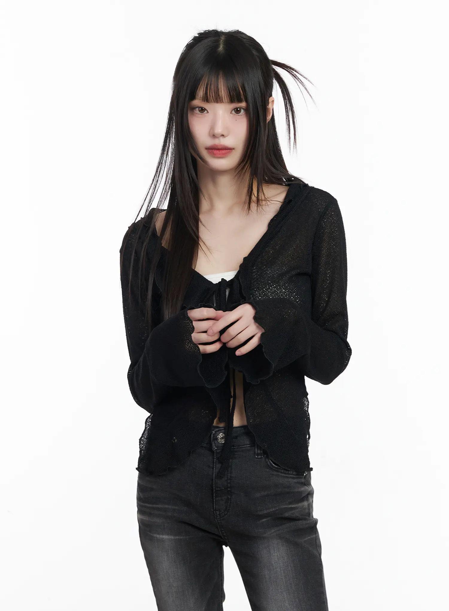 Sheer Ruffle Knit Cardigan CM524 - Image 10