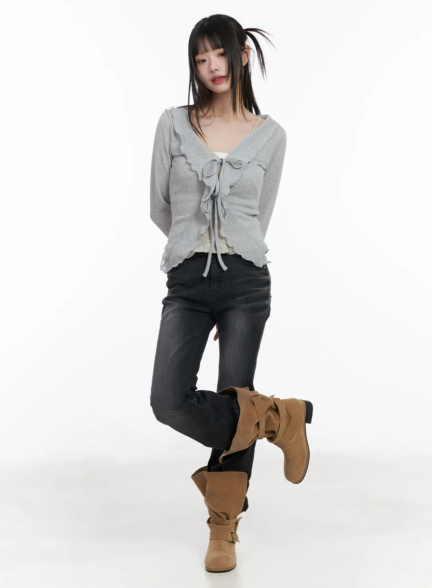 Sheer Ruffle Knit Cardigan CM524 - Image 3