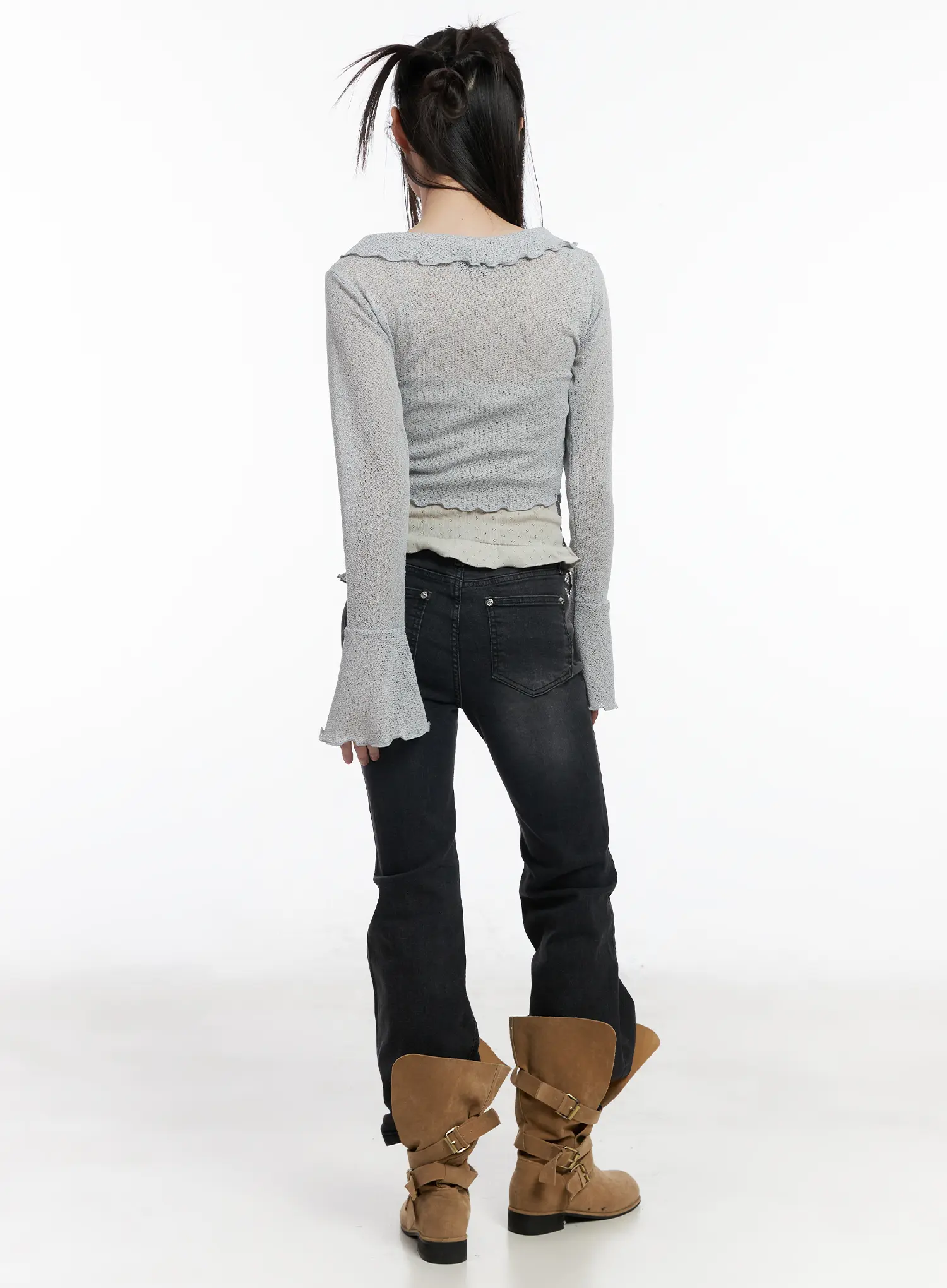 Sheer Ruffle Knit Cardigan CM524 - Image 5