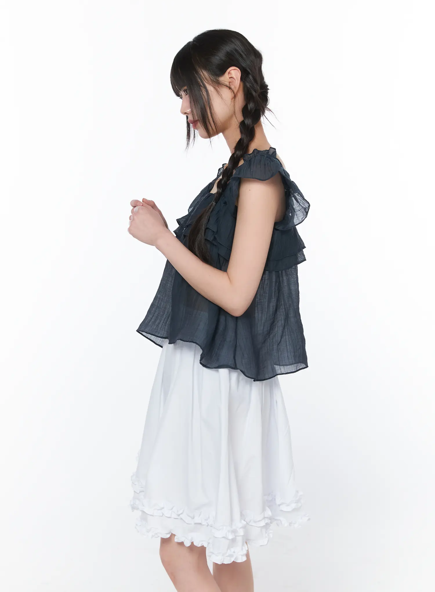 Sheer Ruffle Sleeve Blouse CA528 - Image 8