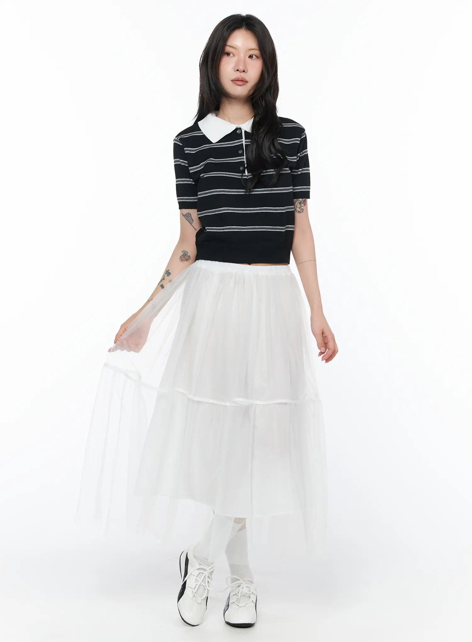 Sheer Tiered Tulle Maxi Skirt CA527 - Image 5