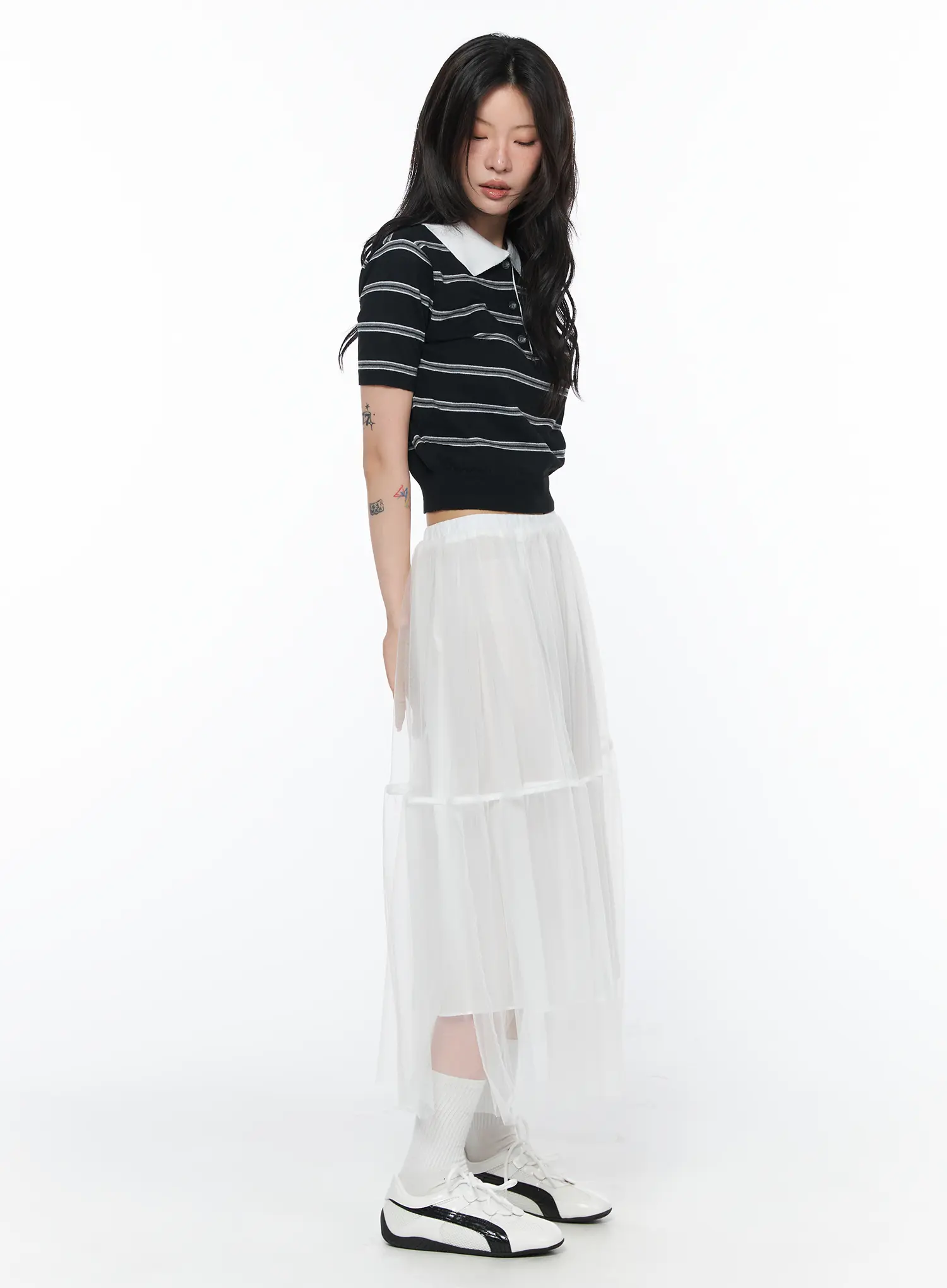 Sheer Tiered Tulle Maxi Skirt CA527 - Image 6