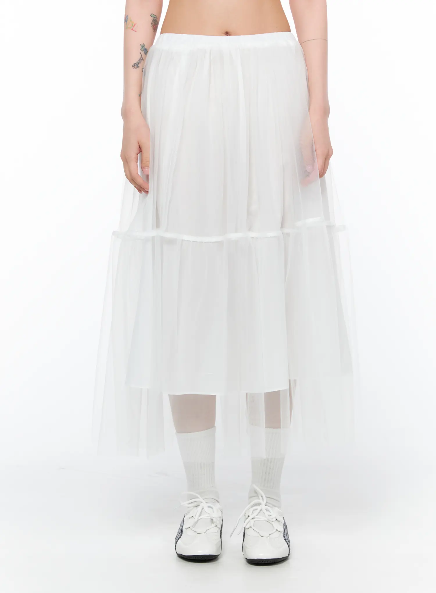 Sheer Tiered Tulle Maxi Skirt CA527 - Image 9