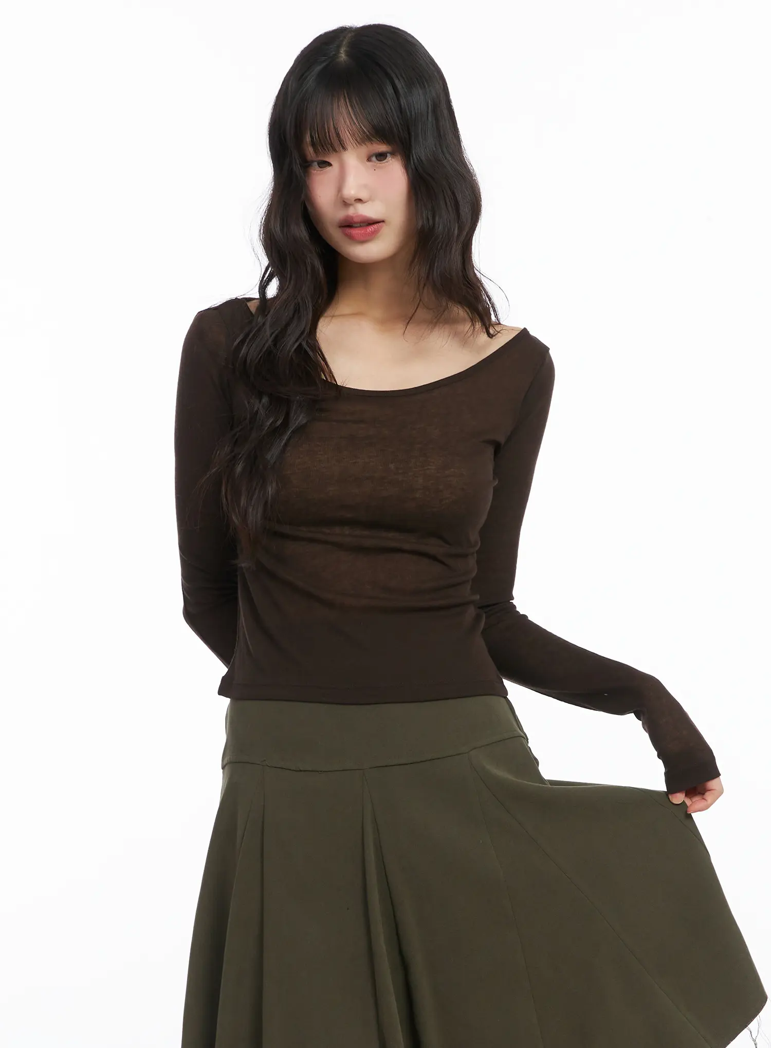 Sheer Two-Way Long Sleeve Top CD531 - Image 2