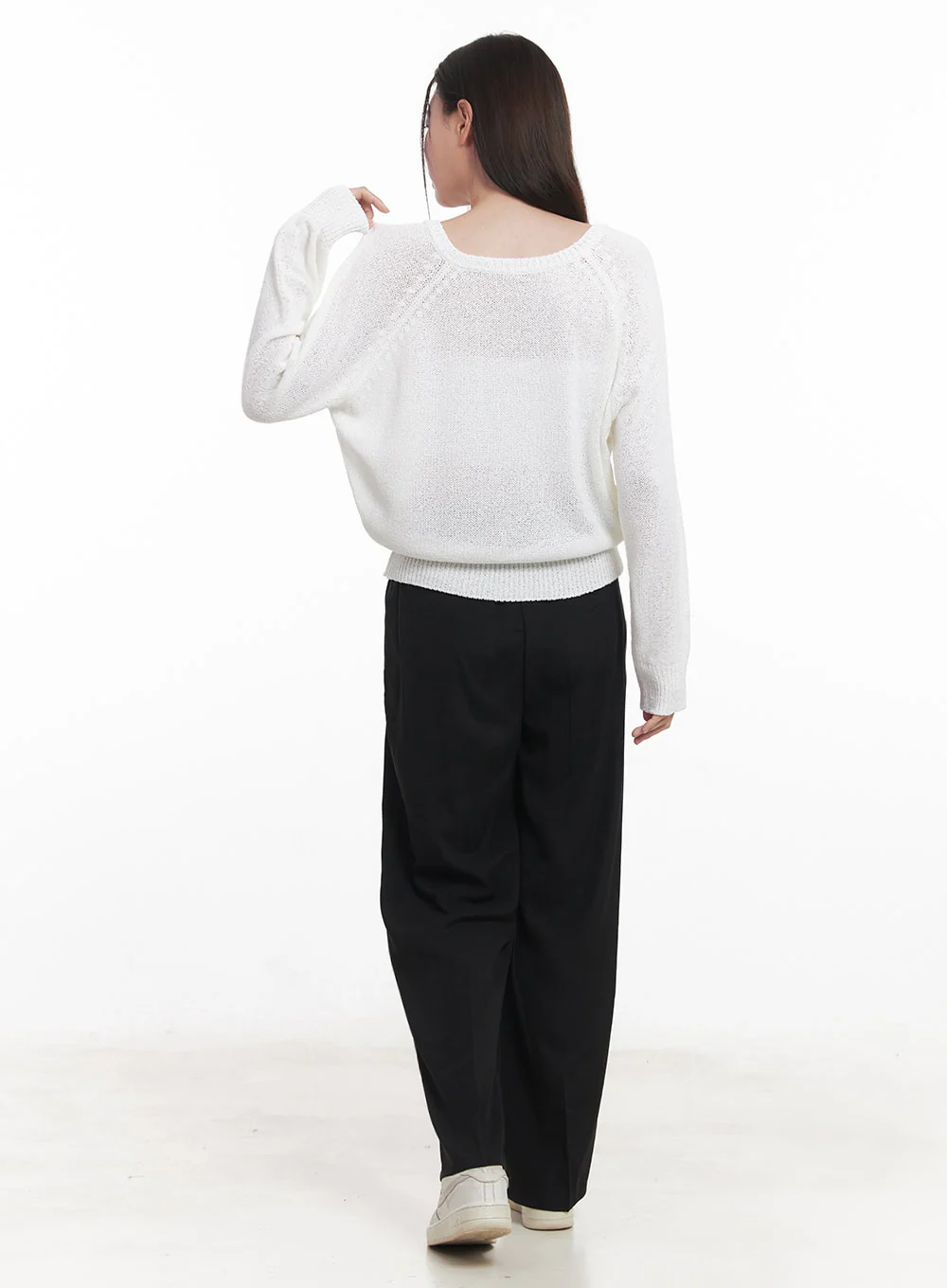 Sheer V-Neck Sweater Top IY509 - Image 13