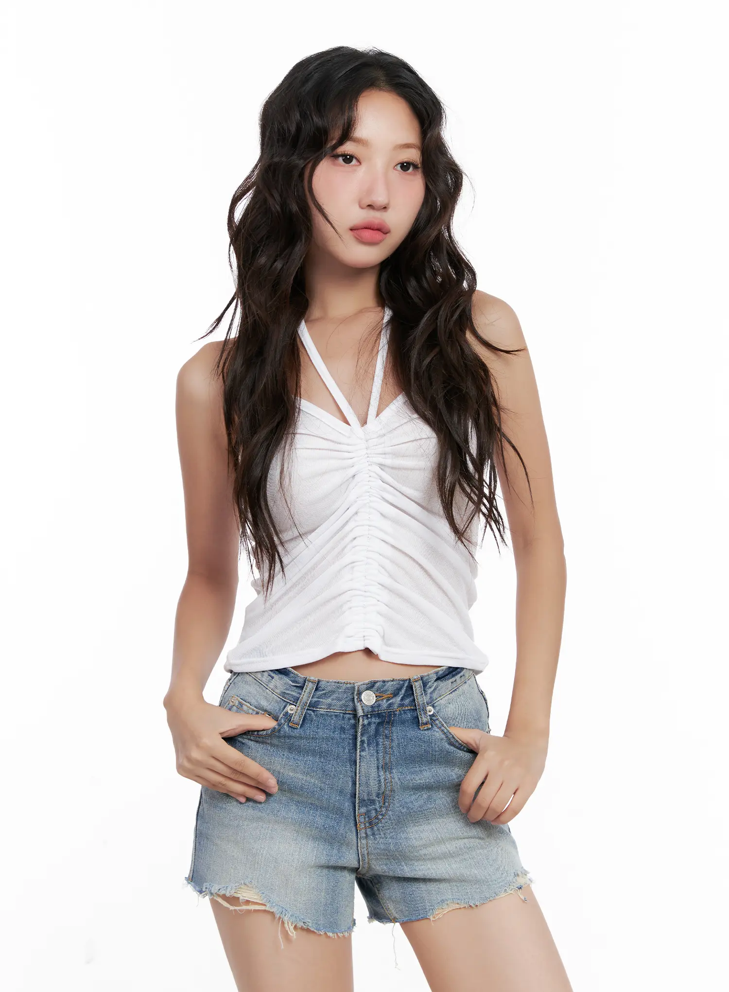 Shirred Cropped Halter Tank CL521 - Image 11