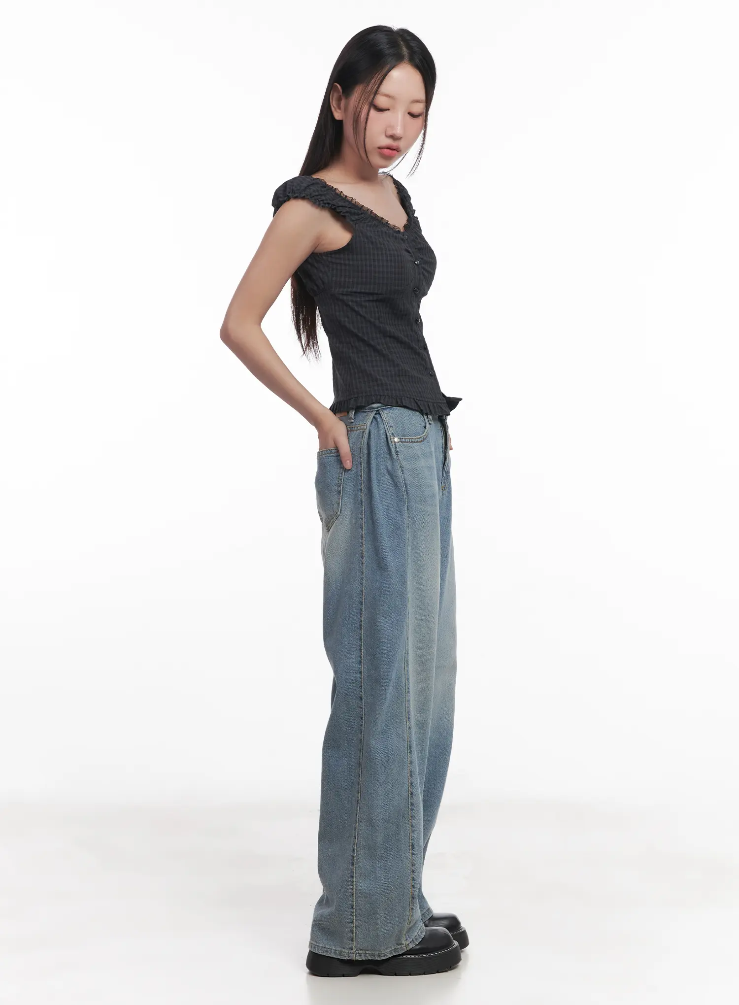 Shirred Frill Sleeveless Top CU516 - Image 5