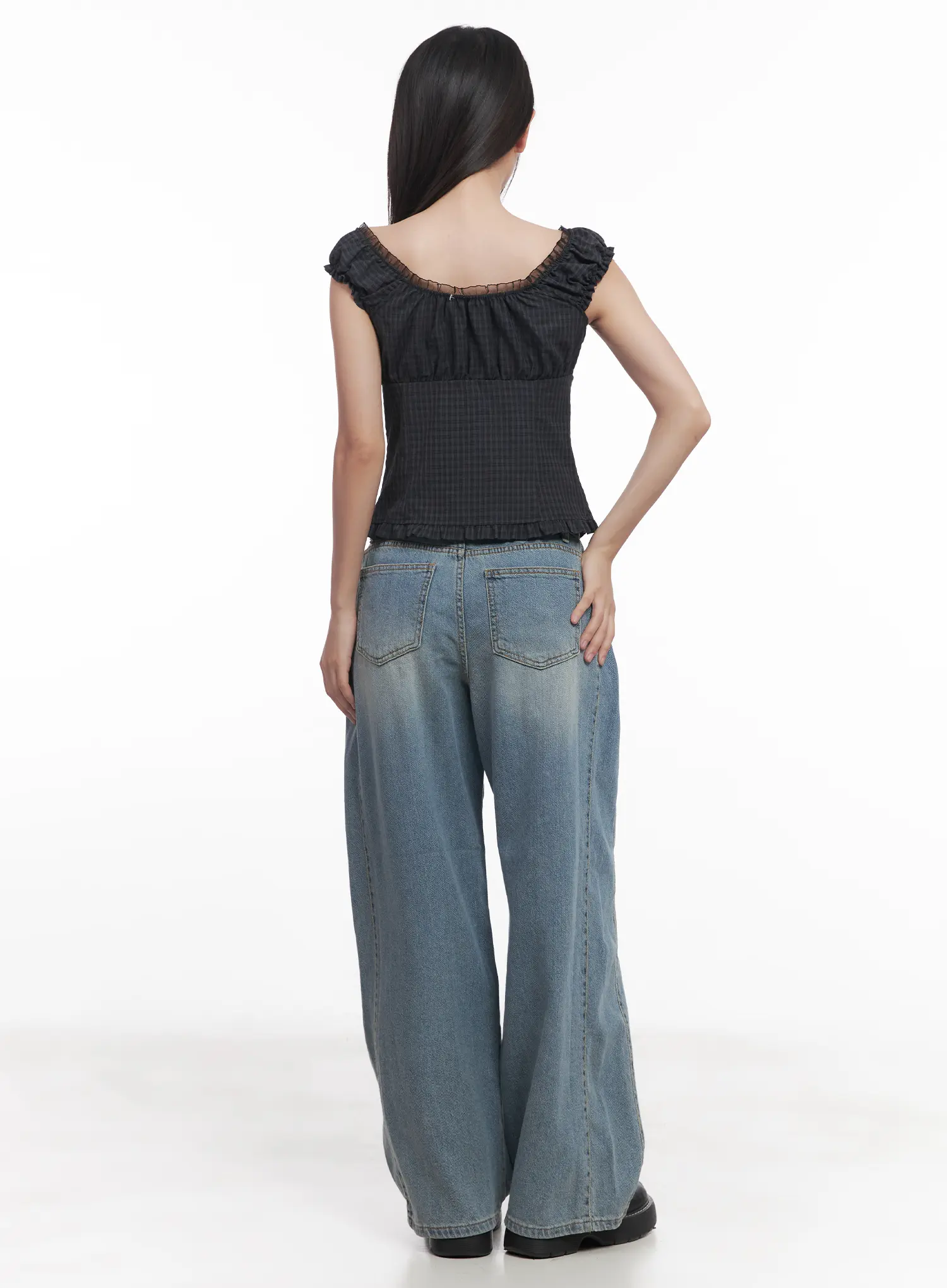 Shirred Frill Sleeveless Top CU516 - Image 6