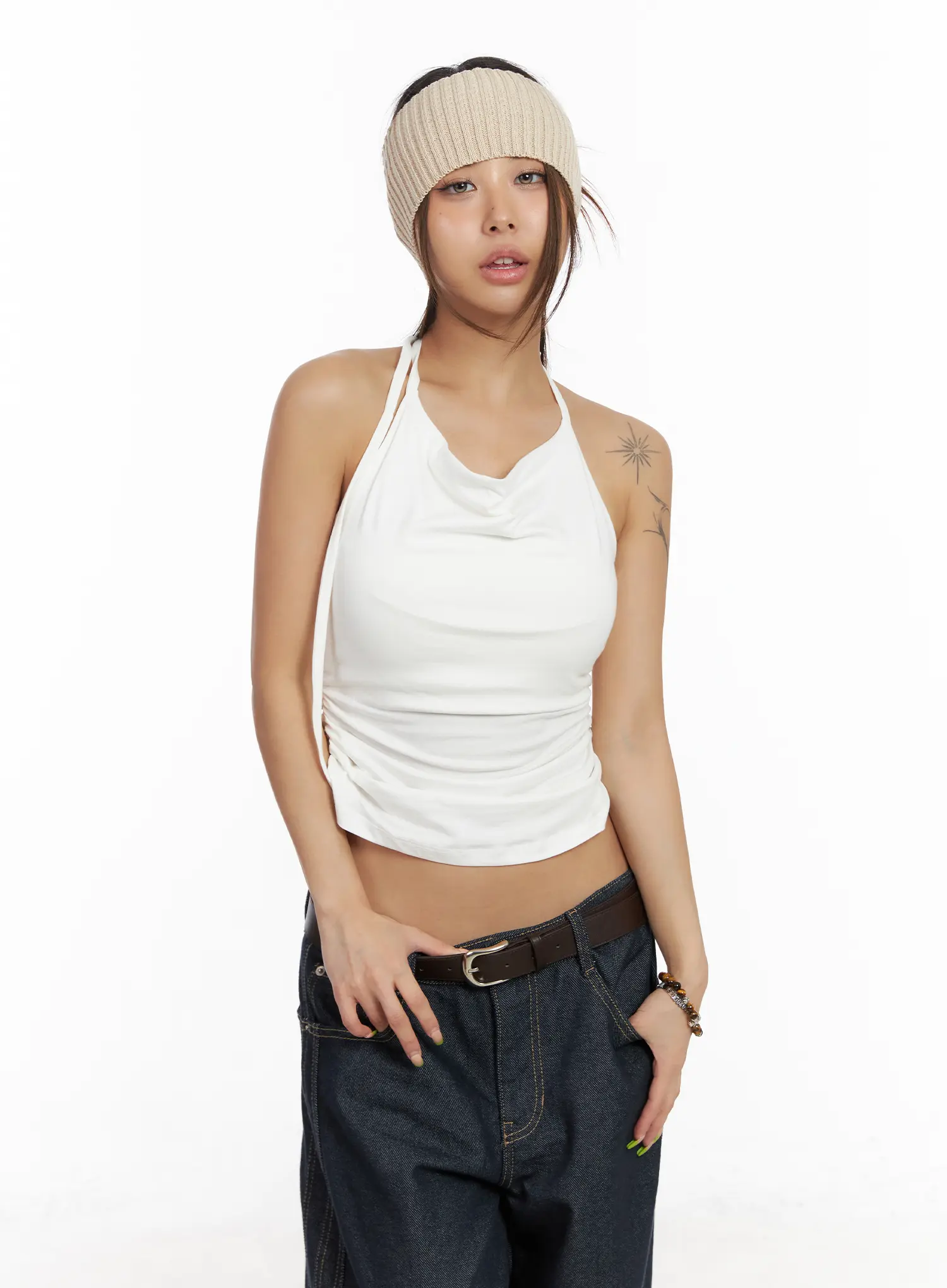 Shirred Halter Tank Top CM525 - Image 2