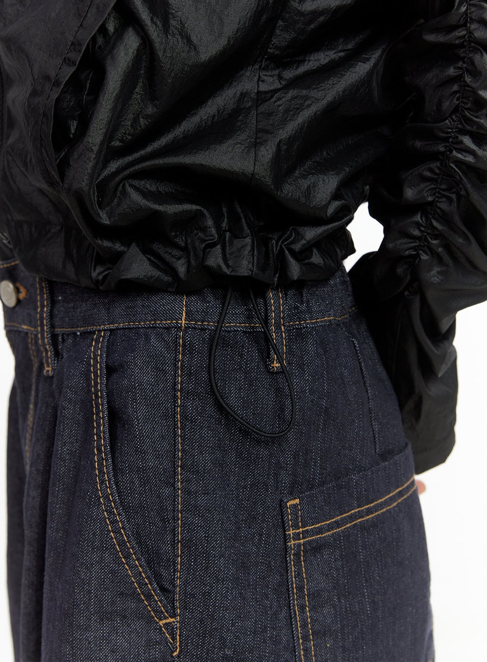 Shirred Hooded Nylon Crop Jacket CO402 - Image 9