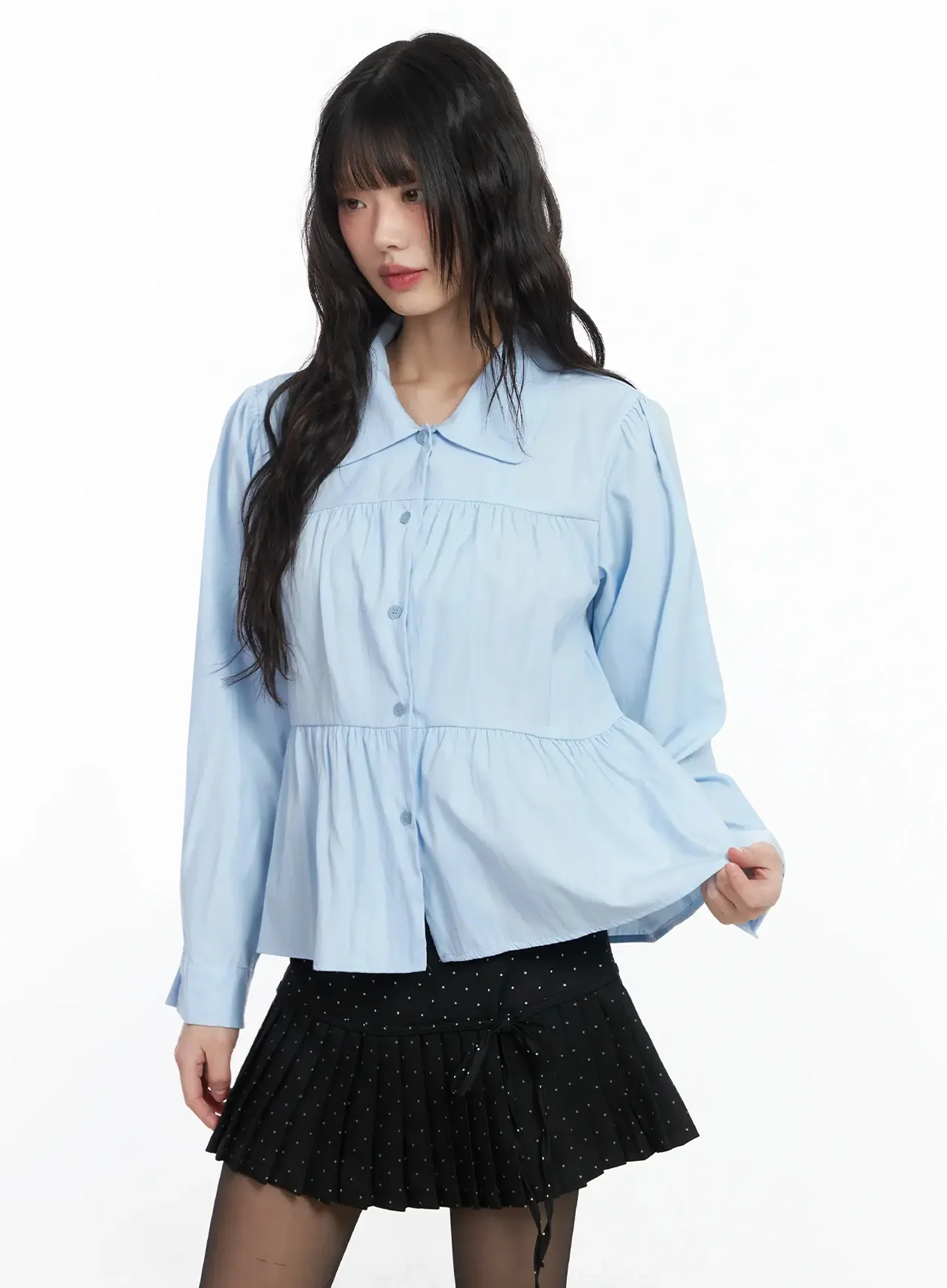 Shirred Long Shirt IF505 - Image 2