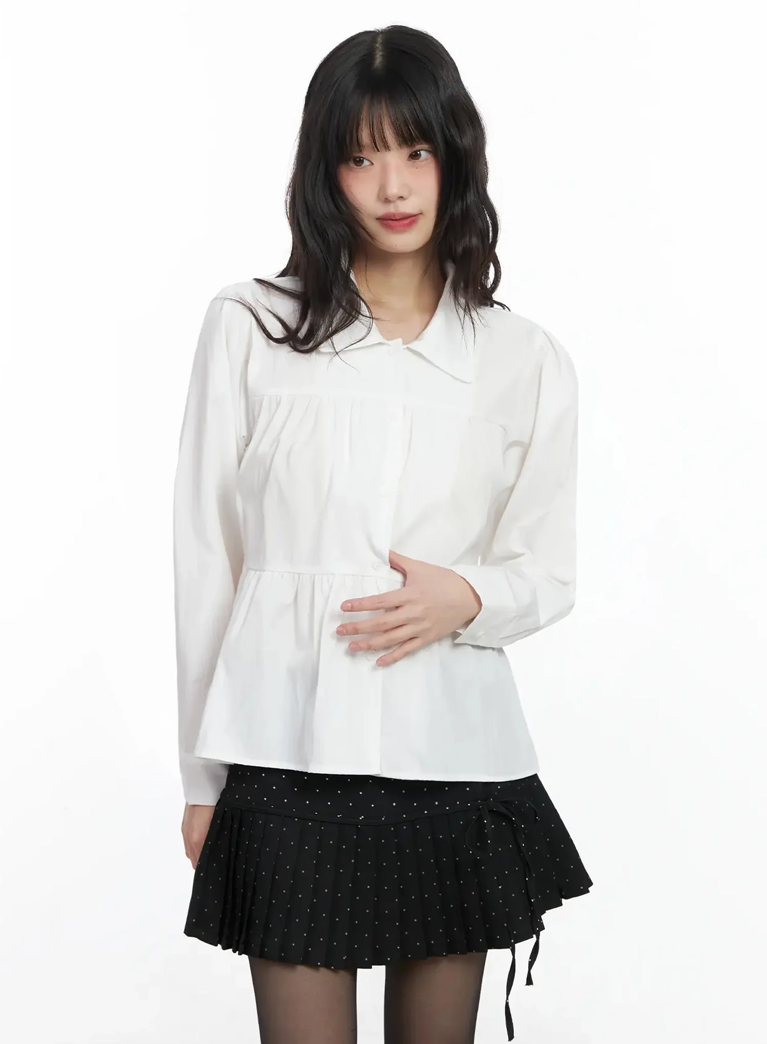 Shirred Long Shirt IF505 - Image 3