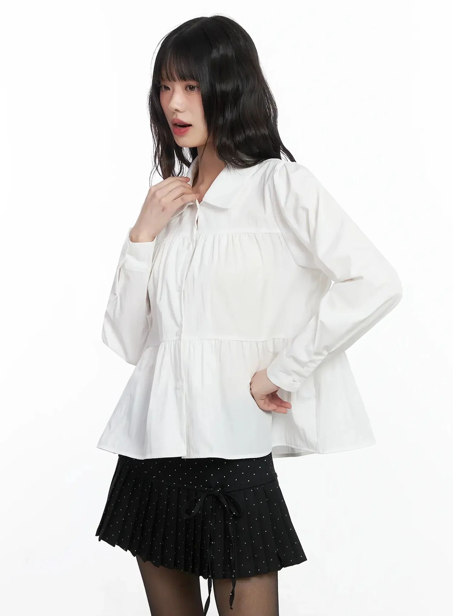 Shirred Long Shirt IF505 - Image 7