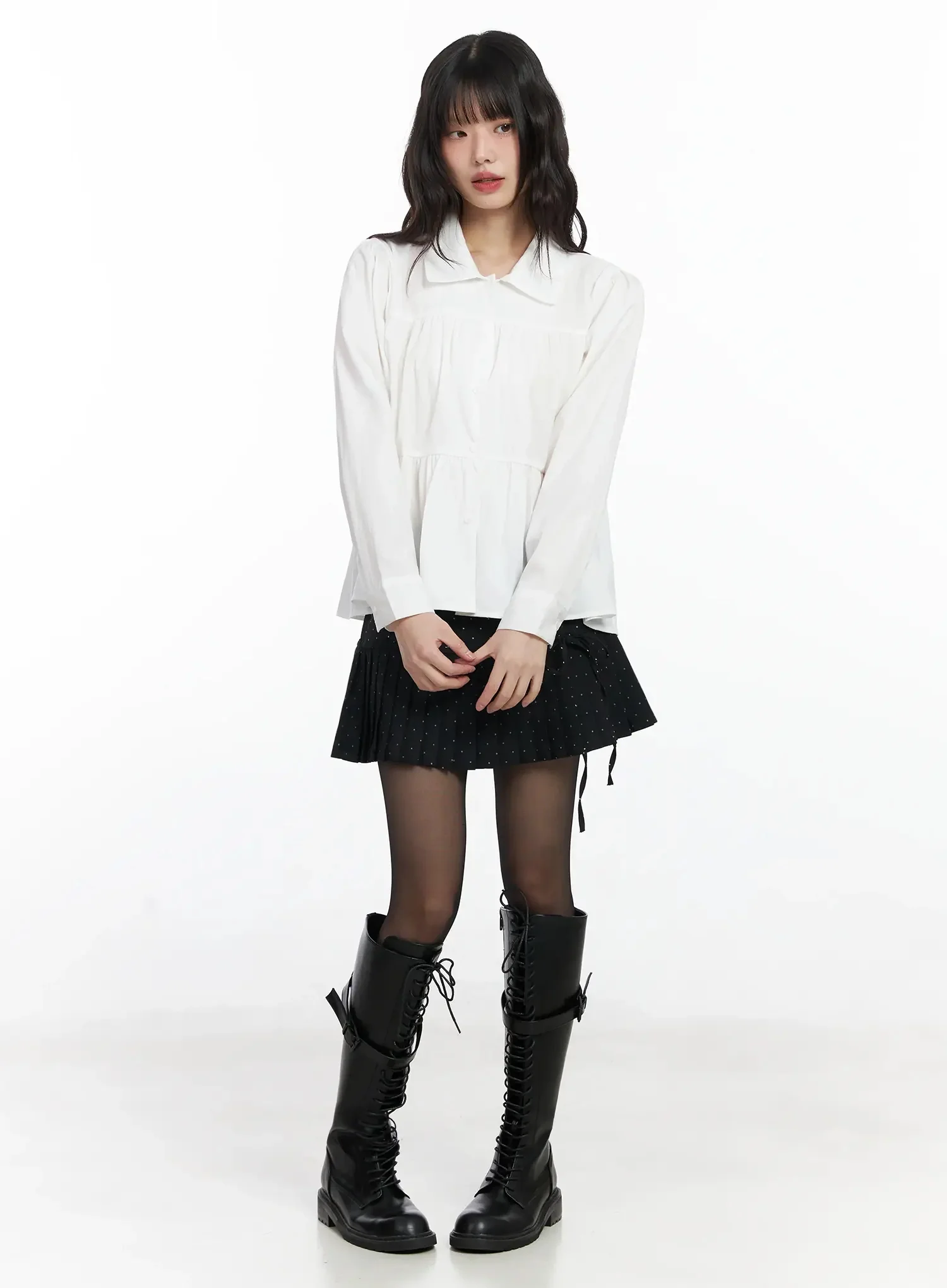 Shirred Long Shirt IF505 - Image 9