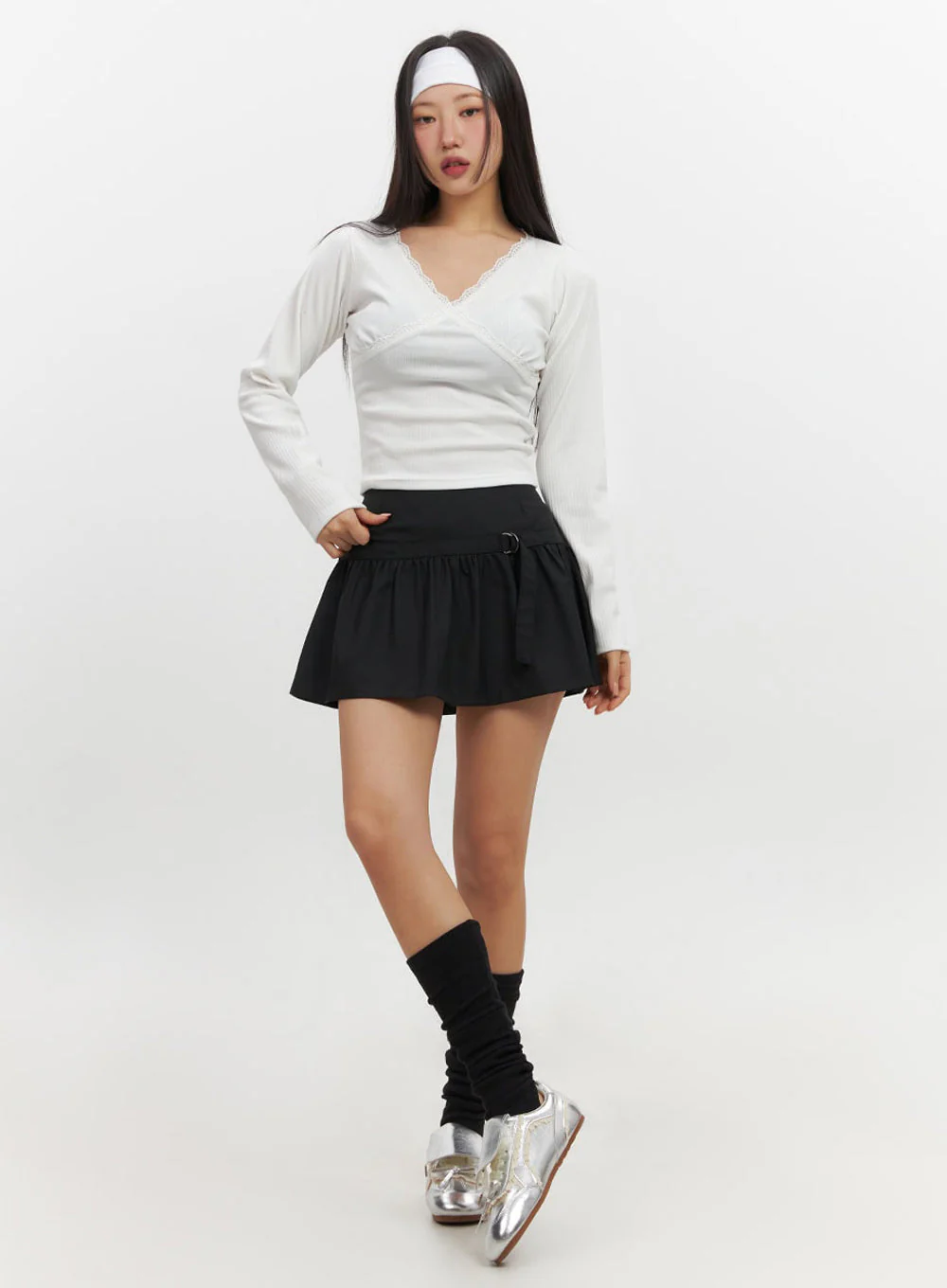 Shirred Mini Skirt IF510 - Image 3