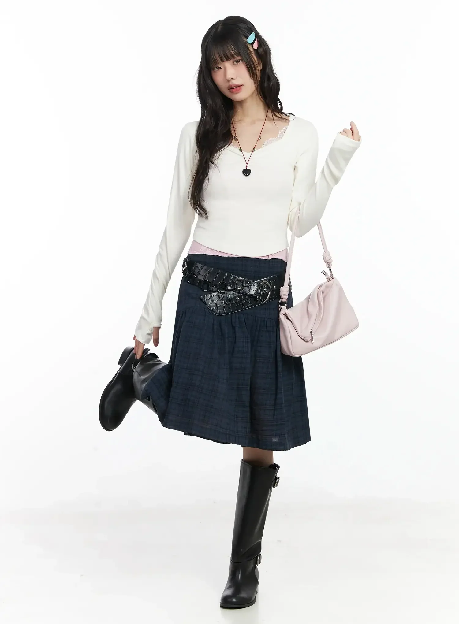 Shirred Neck Long Sleeve Top IF505 - Image 14