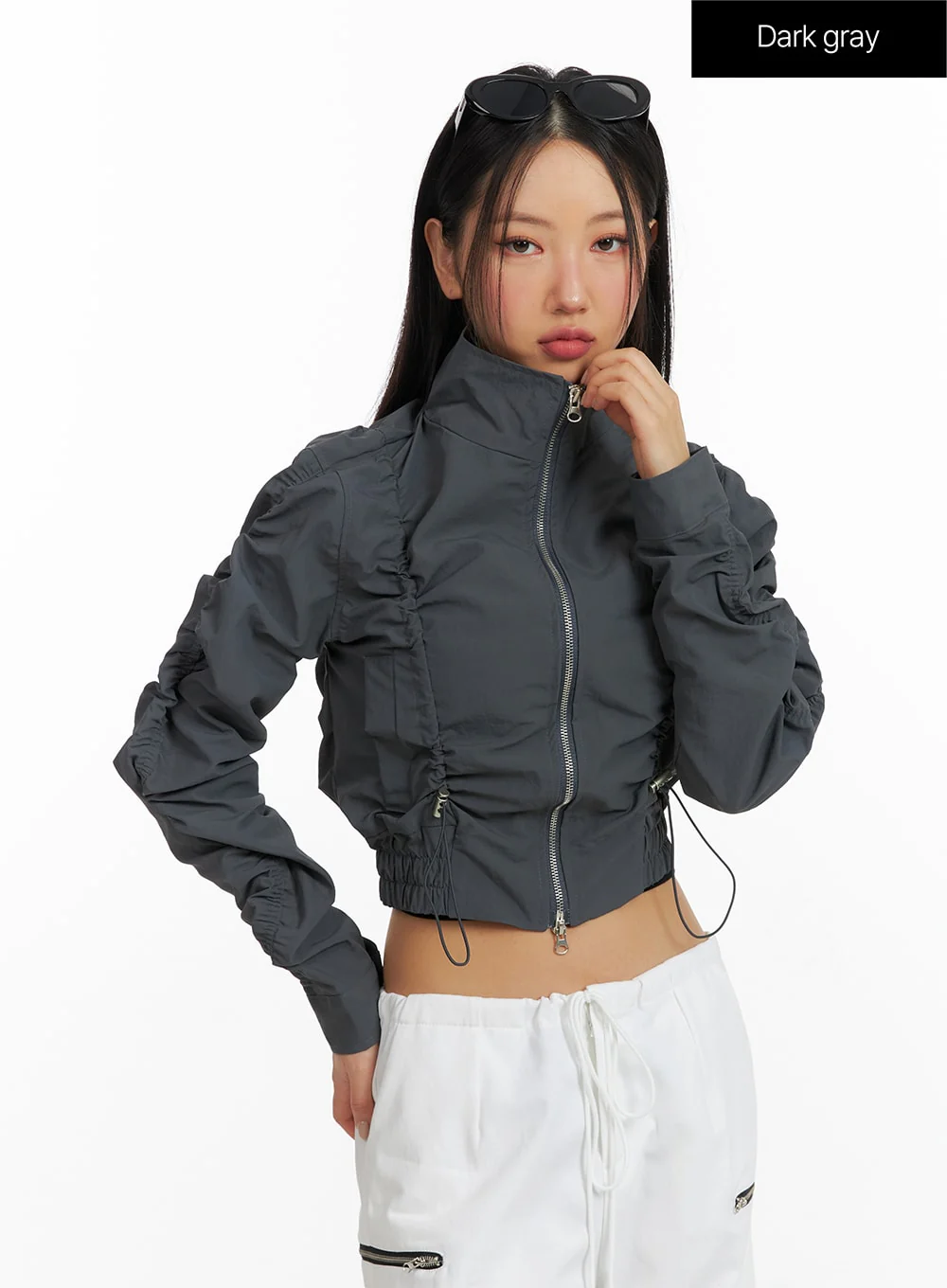 Shirred Nylon Crop Jacket CF414 - Image 10