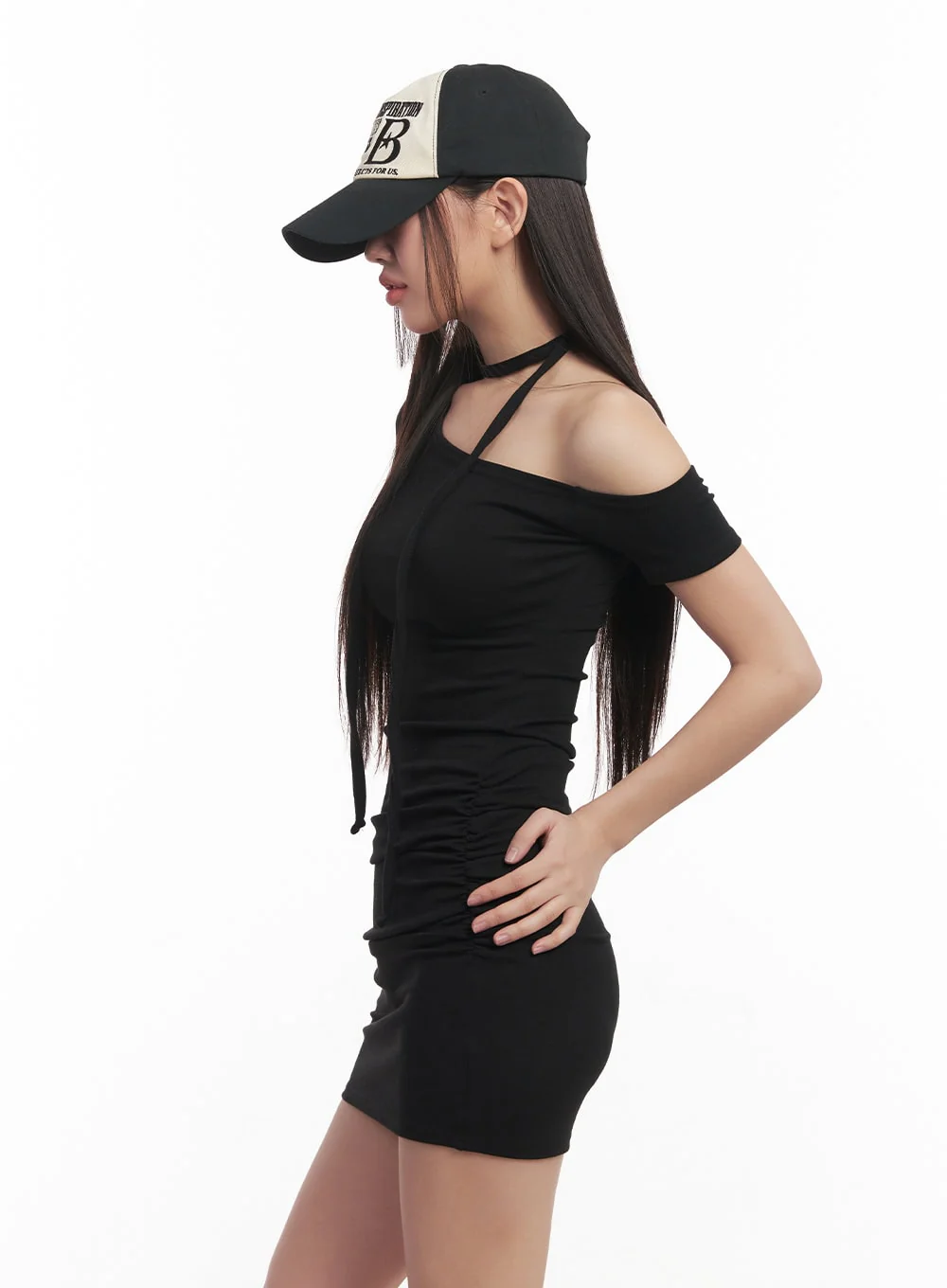 Shirred One-Shoulder Mini Dress with Scarf CM531 - Image 3