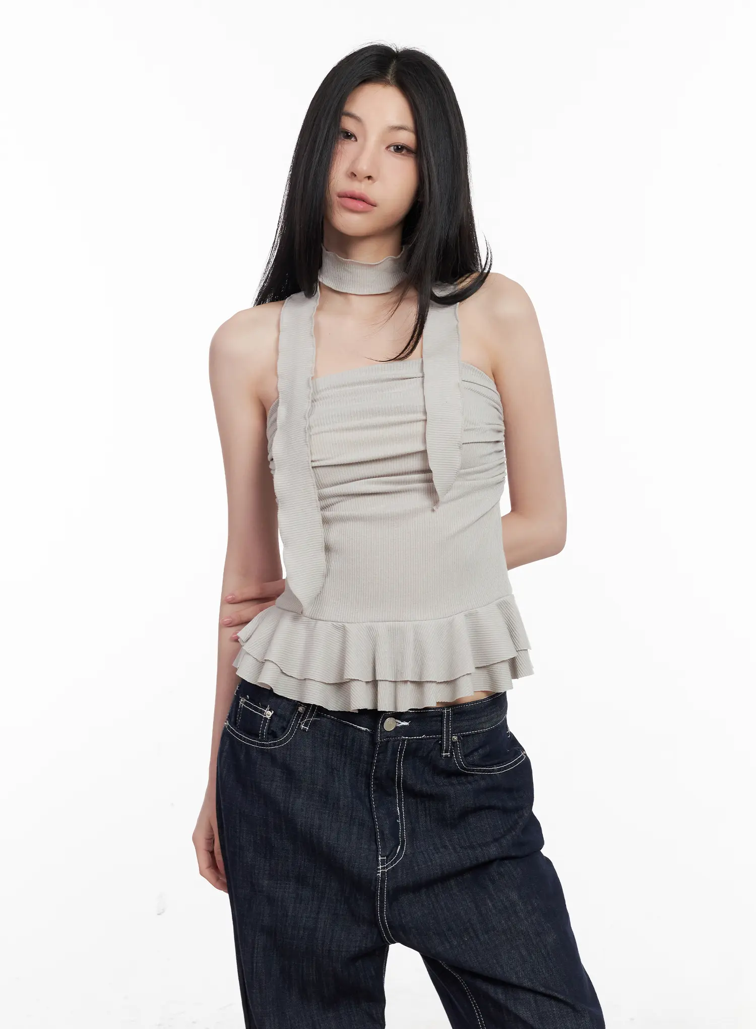 Shirred Ruffle Tube Top and Scarf Set CL501 - Image 10
