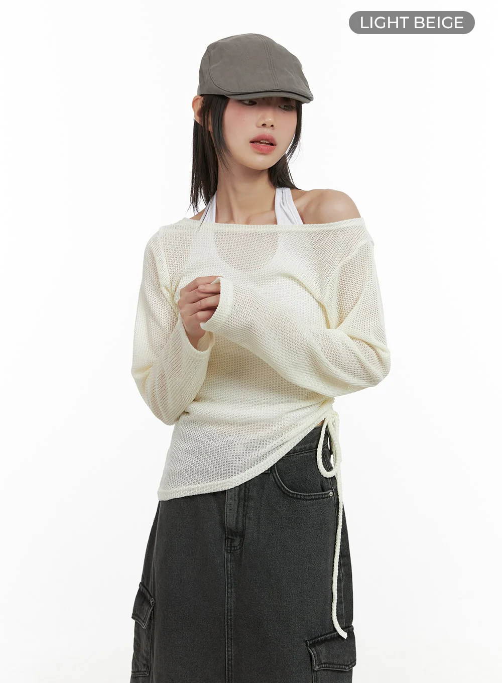 Shirred See-Through One Shoulder Top CG426 - Image 8