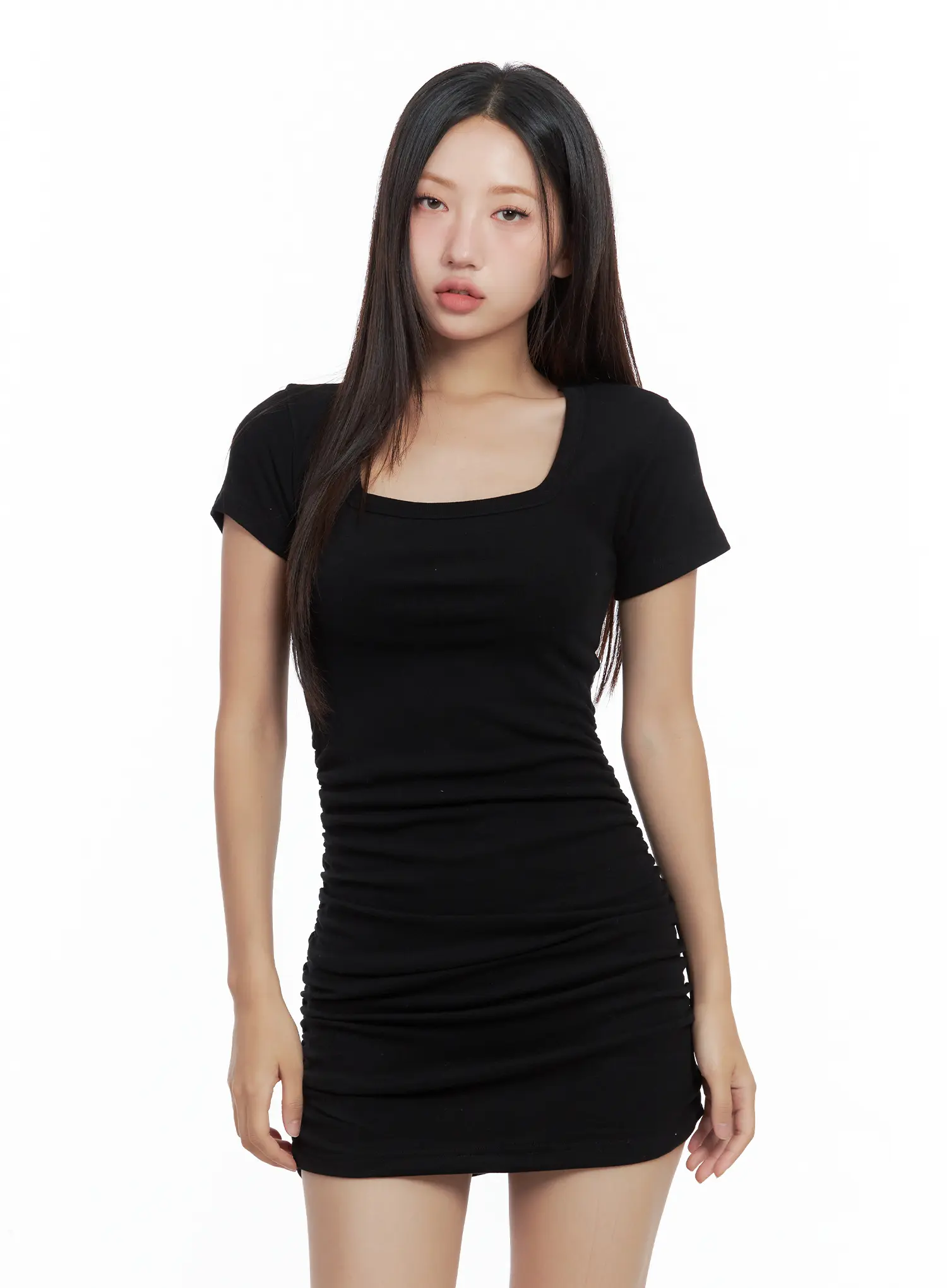 Shirred Square-Neck Mini Dress CL508 - Image 11