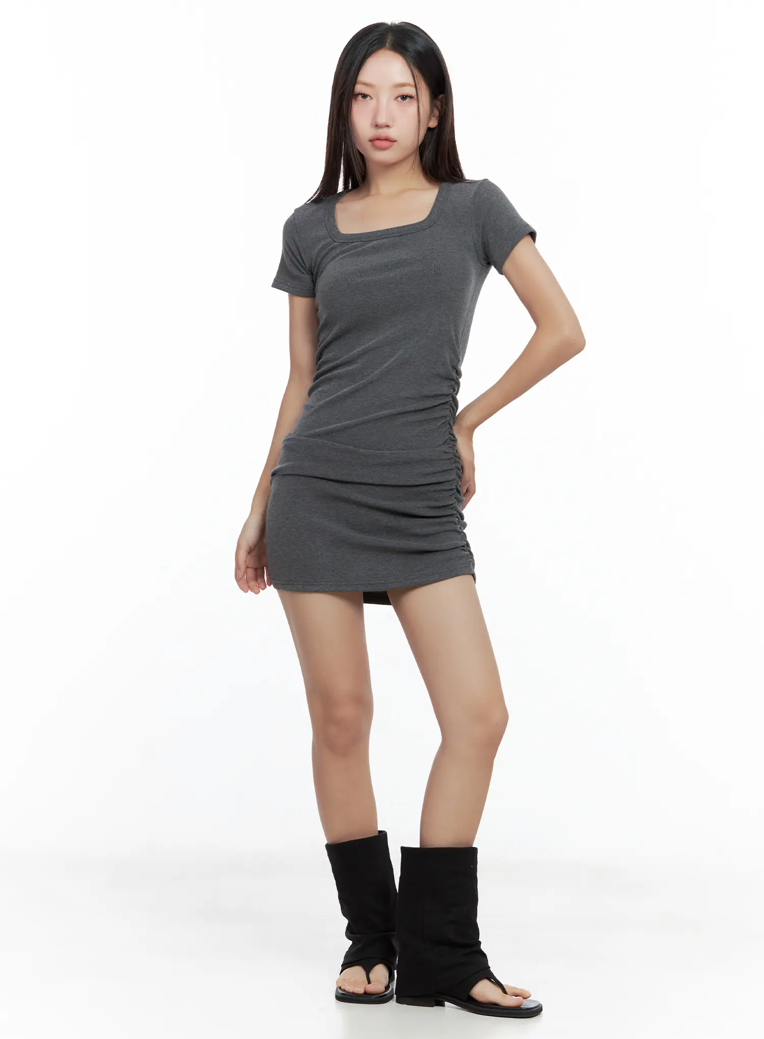 Shirred Square-Neck Mini Dress CL508 - Image 12