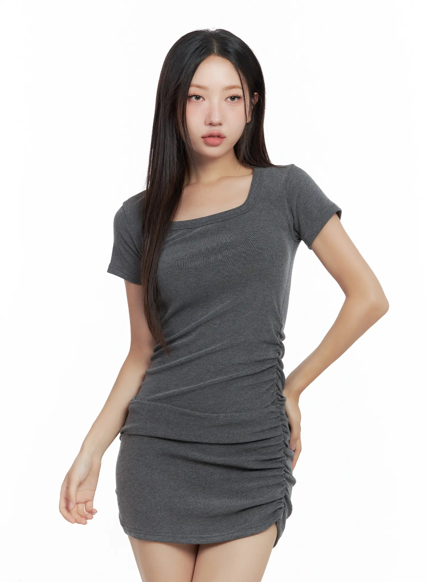 Shirred Square-Neck Mini Dress CL508 - Image 2